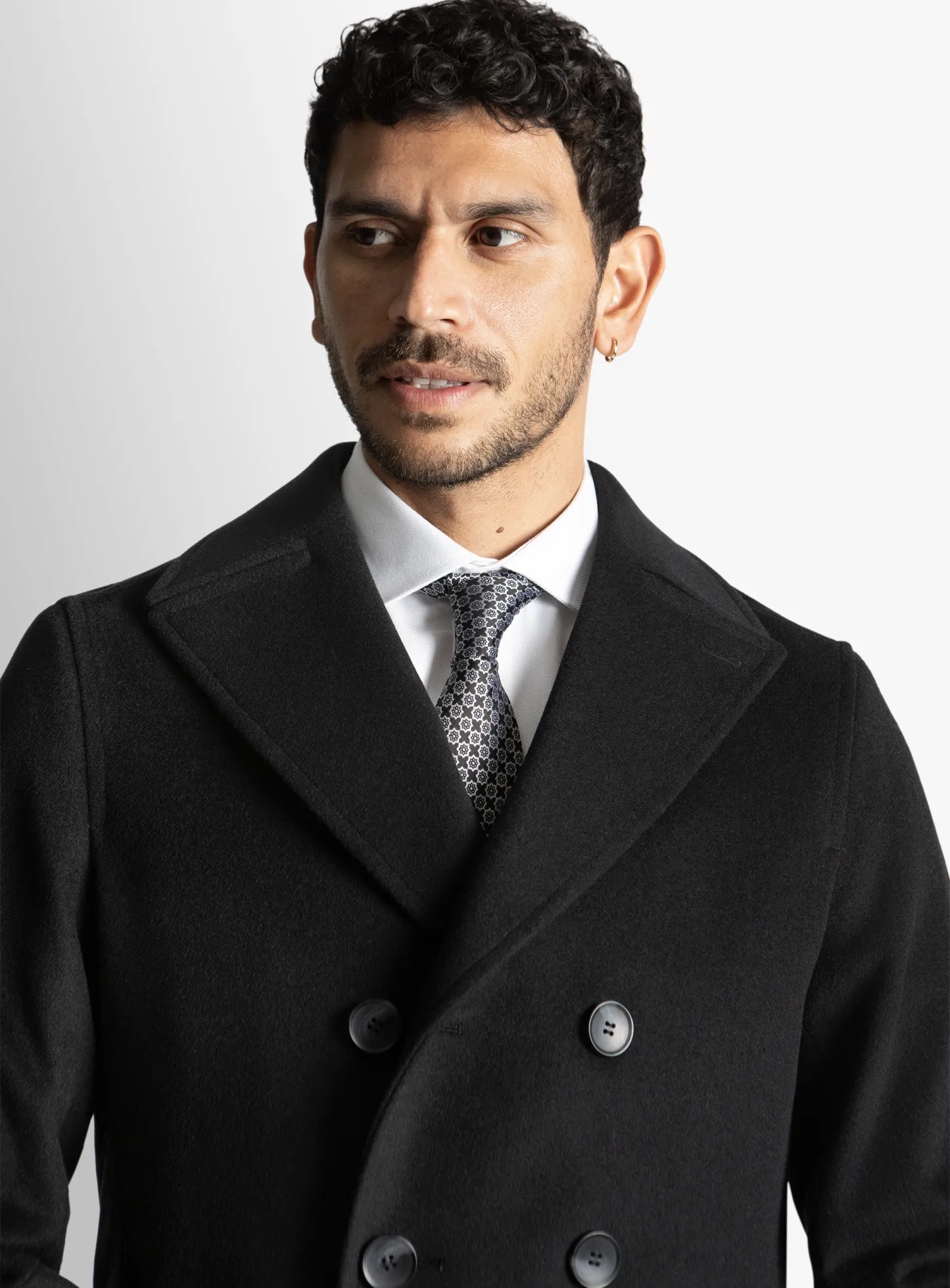 Bridge Yetian Cashmere Lined Black Double Breasted Jacket