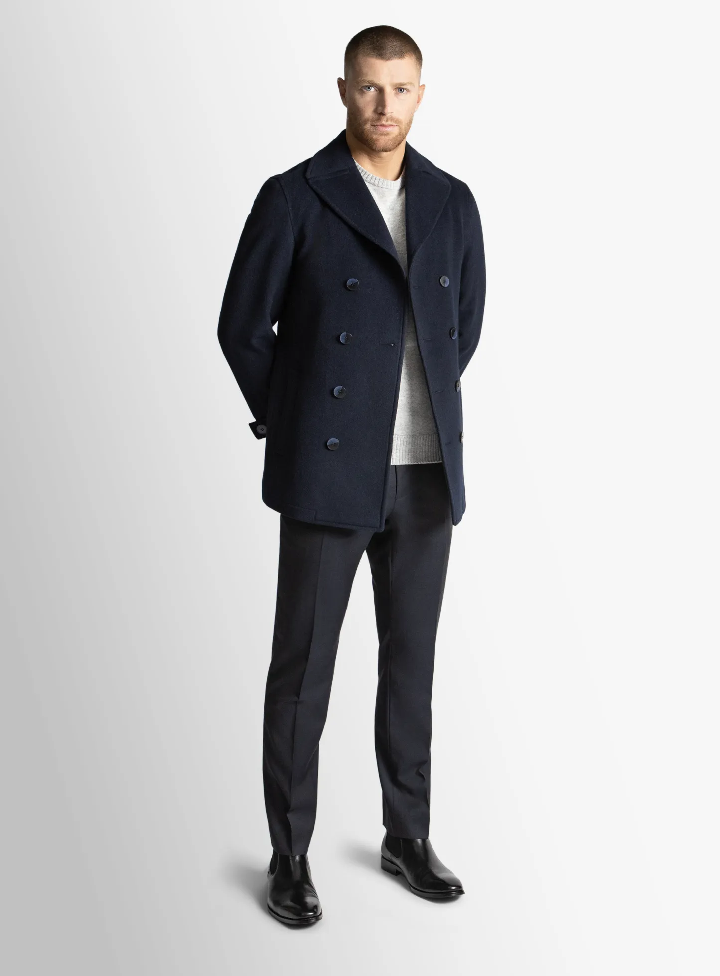 Bridge Yetian Cashmere Lined Navy Jacket