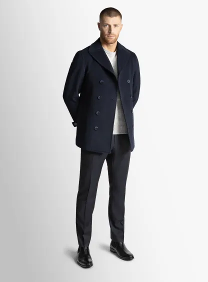 Bridge Yetian Cashmere Lined Navy Jacket