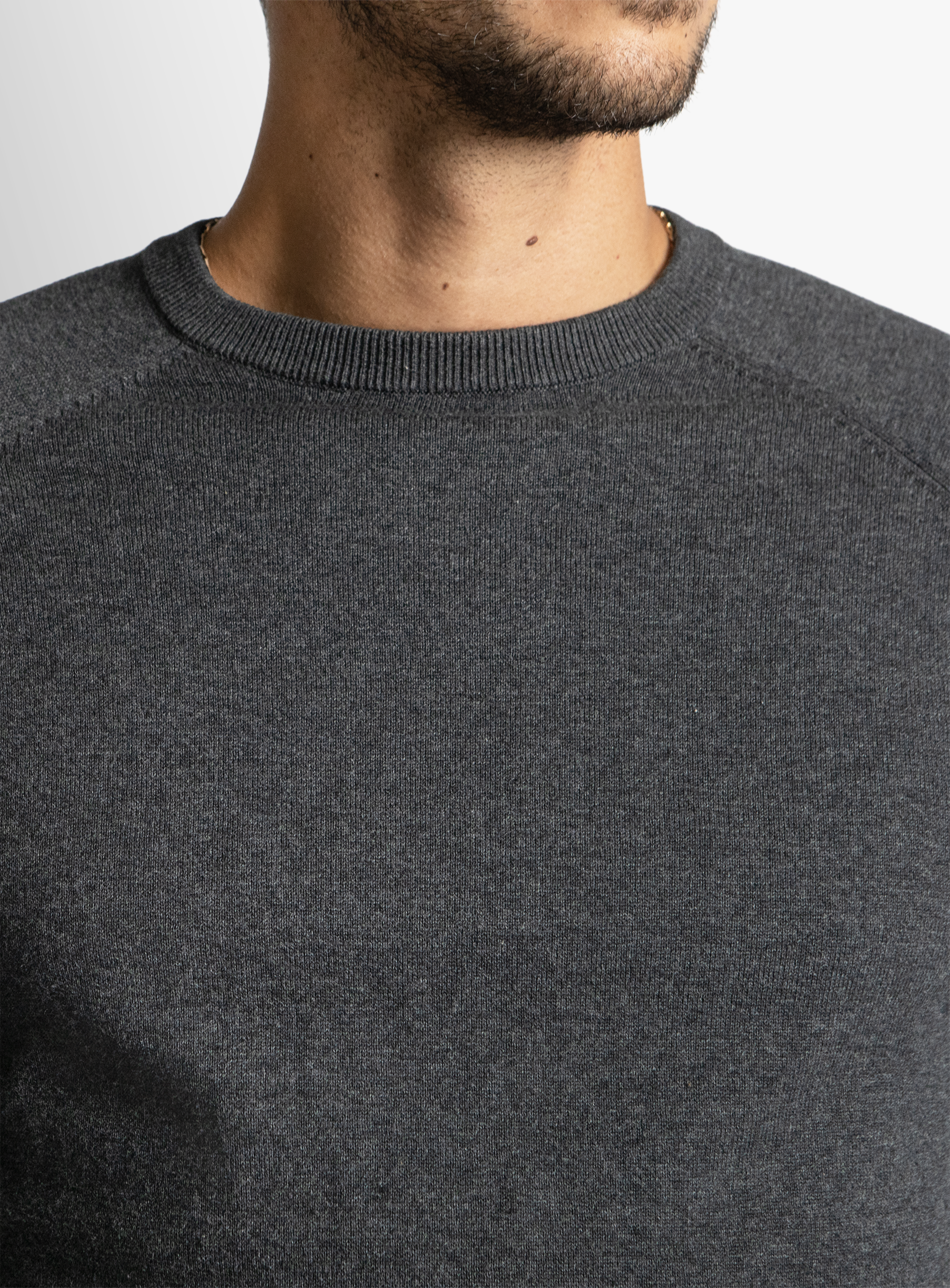 Charcoal Cotton Casual Crewneck Knit 