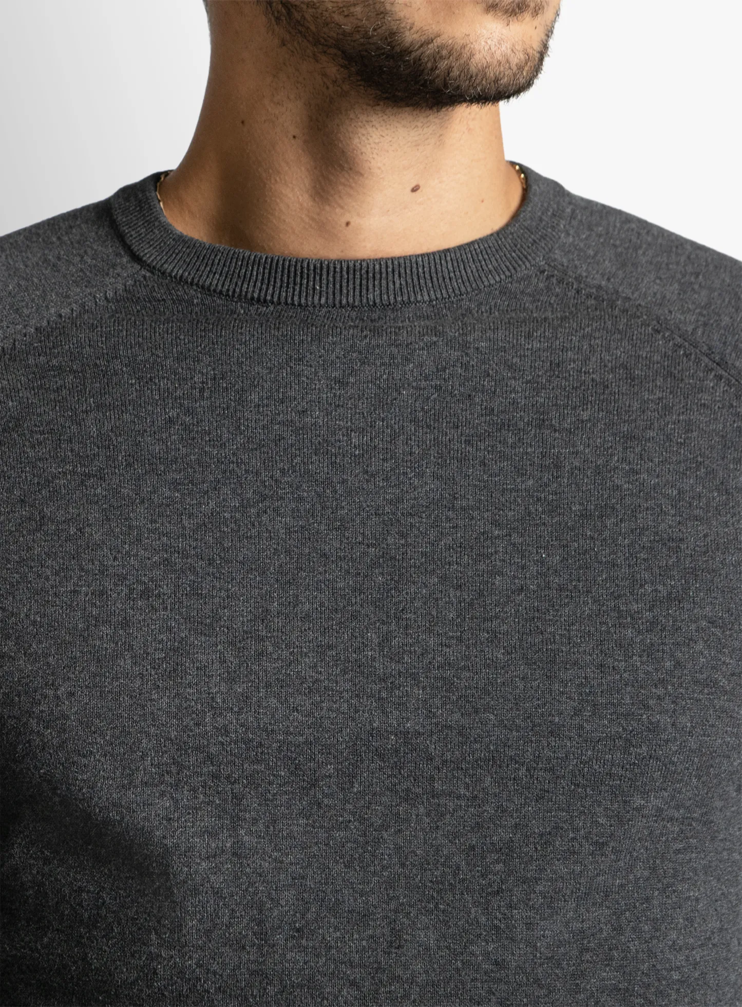 Charcoal Cotton Casual Crewneck Knit