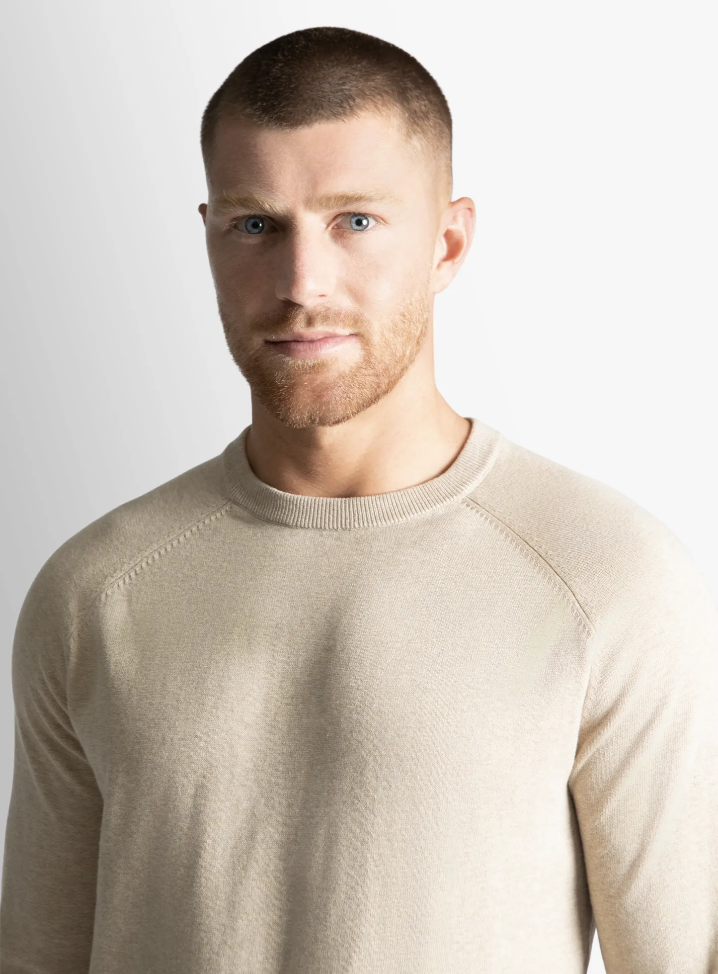 Taupe Cotton Casual Crewneck Knit