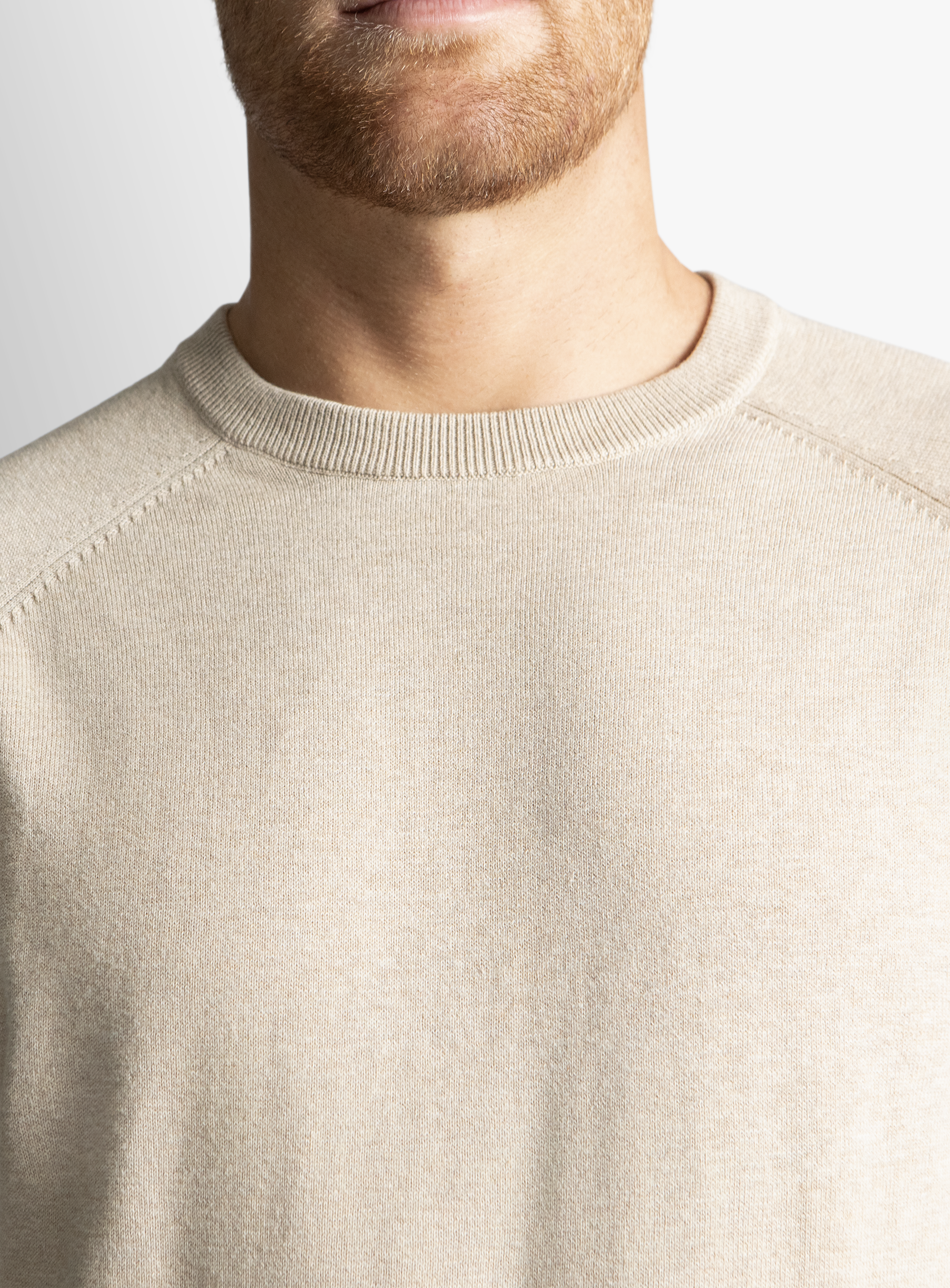 Taupe Cotton Casual Crewneck Knit 