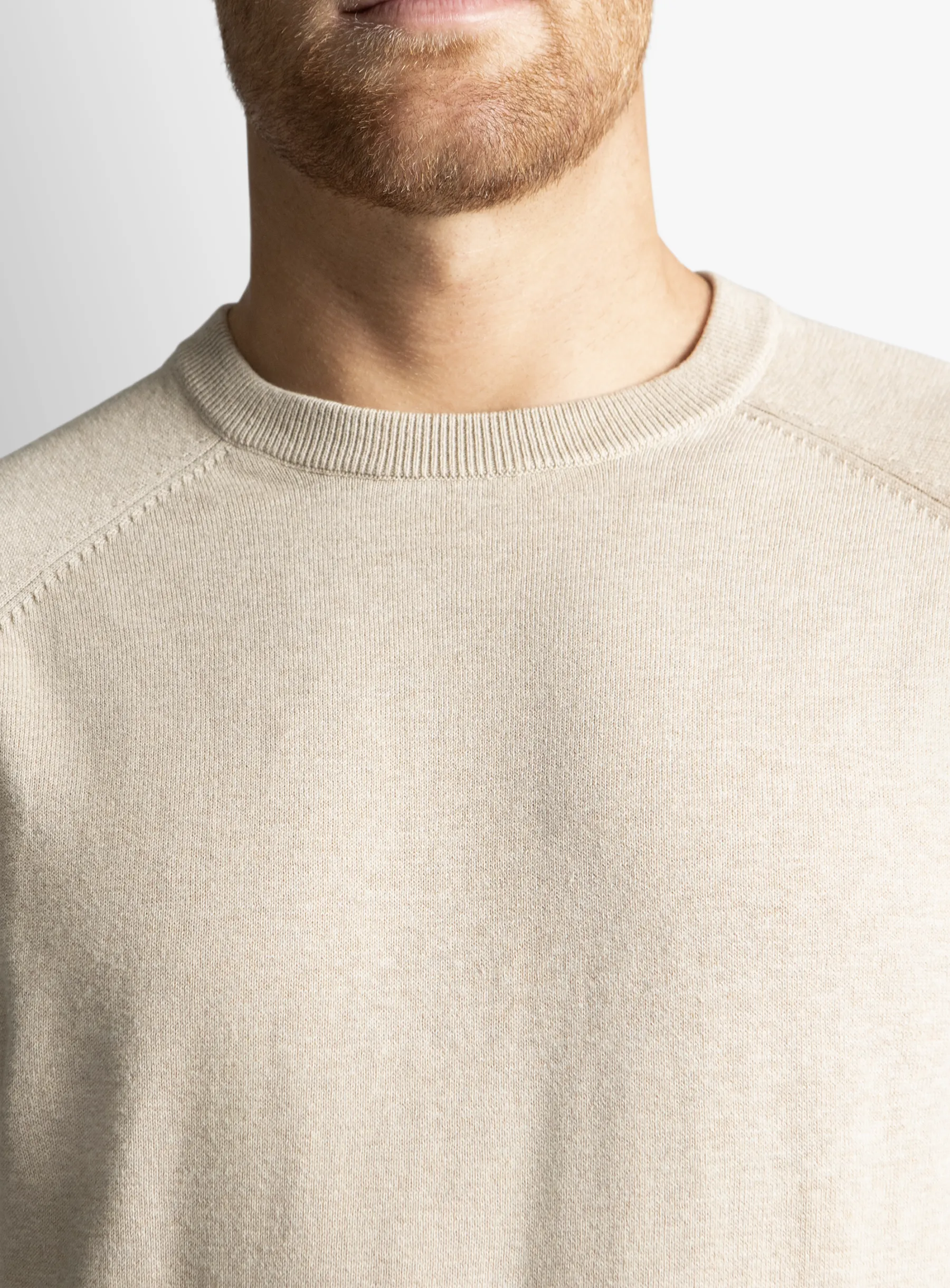 Taupe Cotton Casual Crewneck Knit