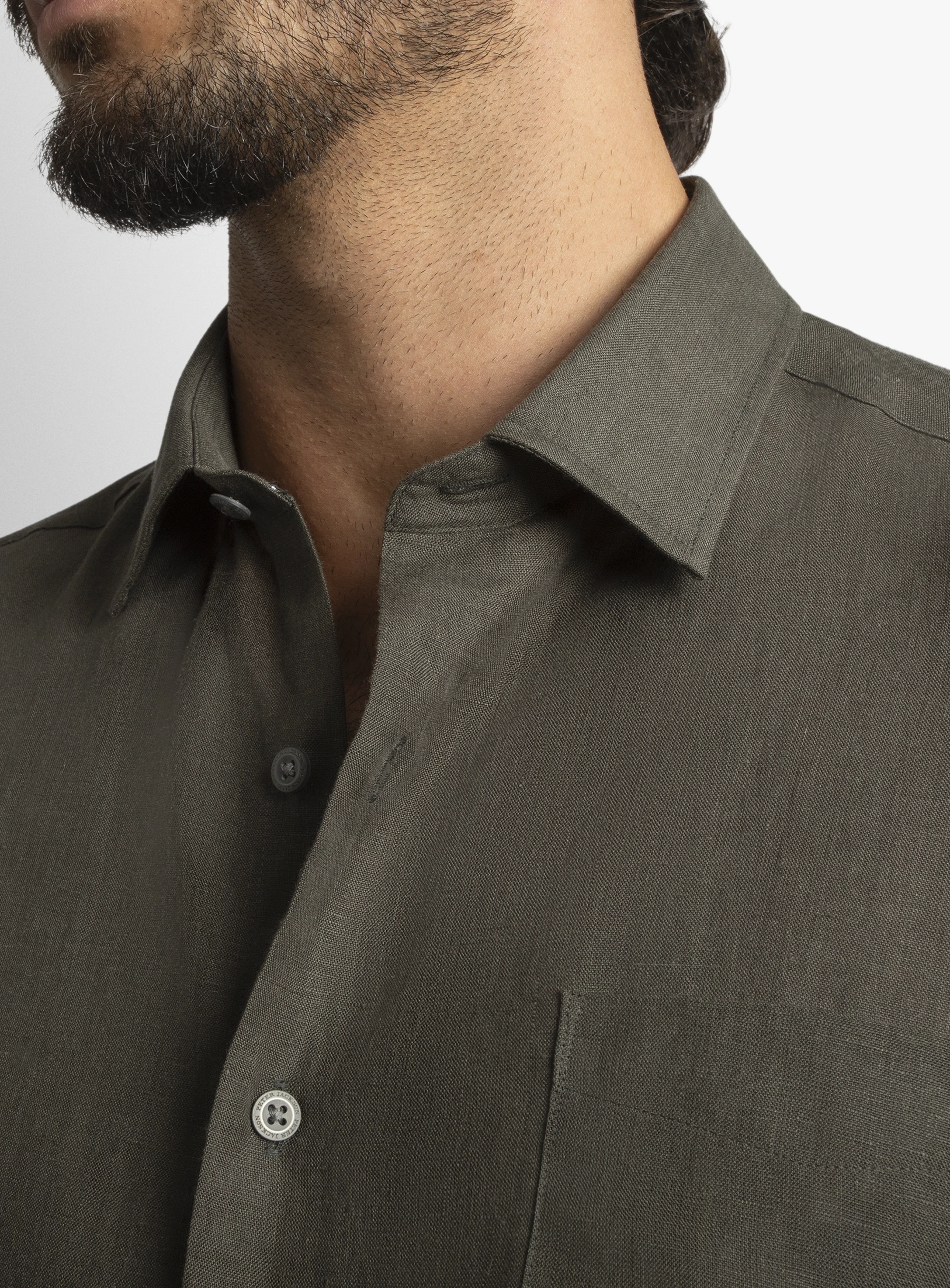 Linen Long Sleeve Khaki Shirt