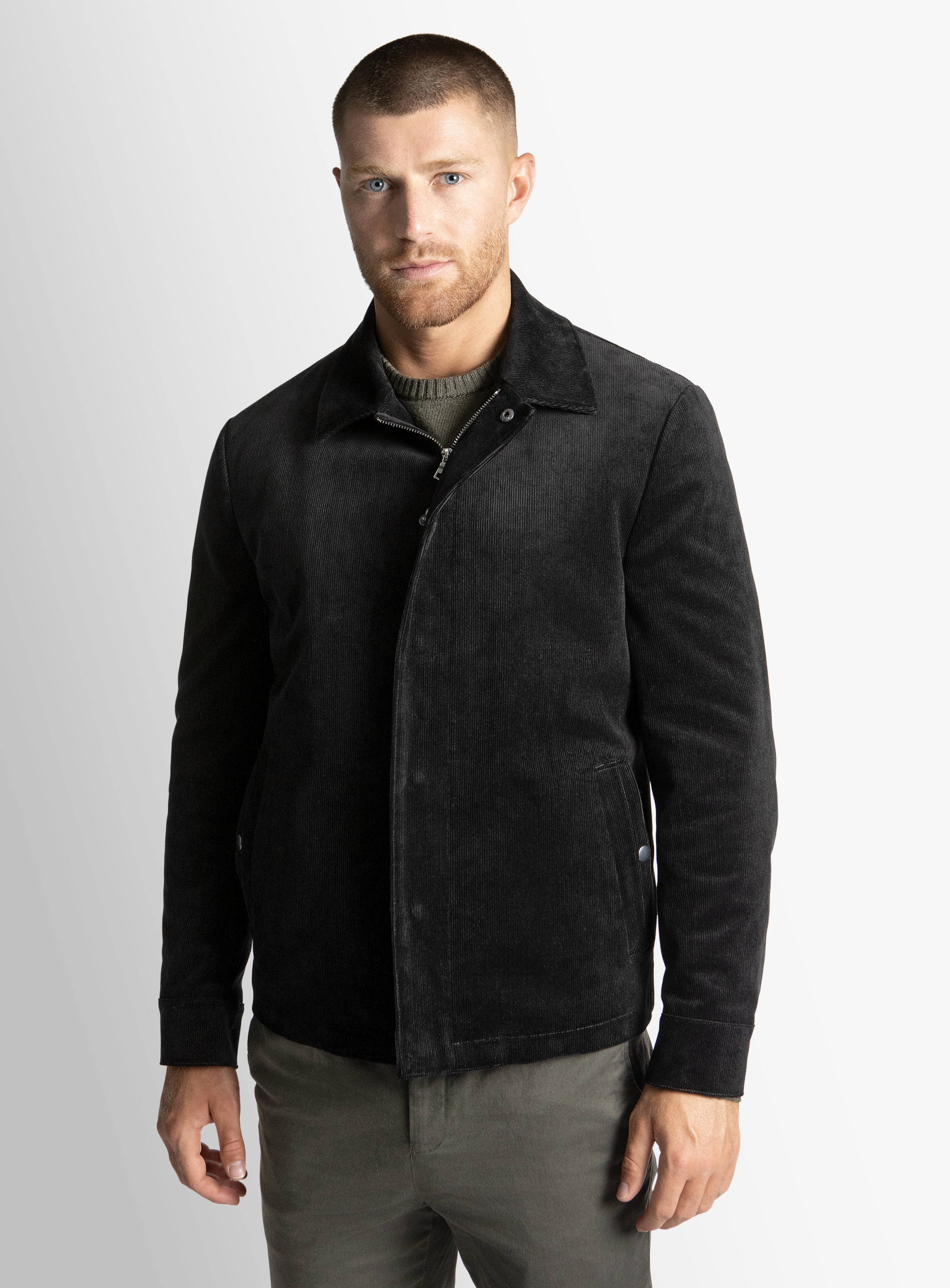 Sanitno Cord Harrington Black Jacket