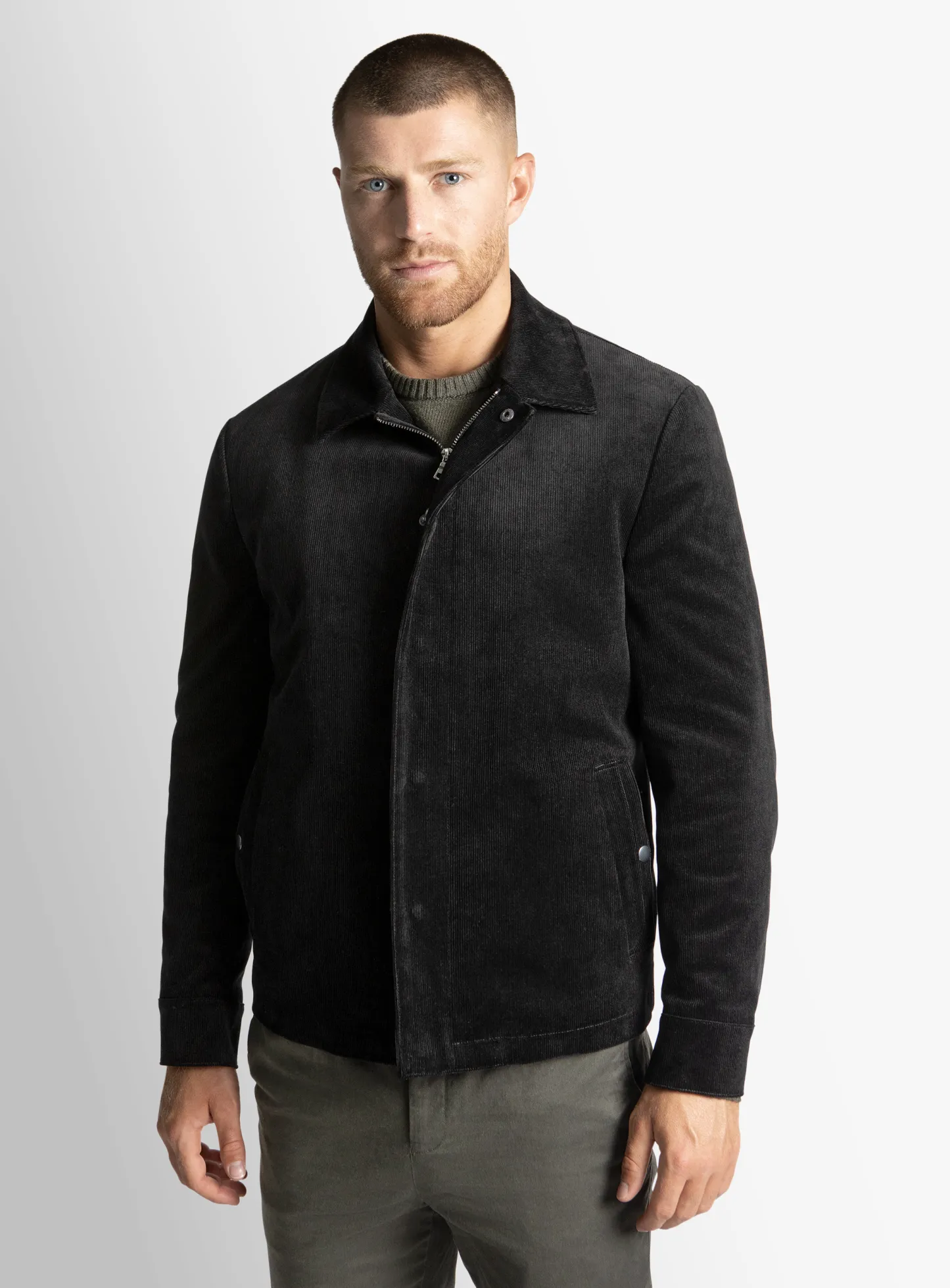 Sanitno Cord Harrington Black Jacket