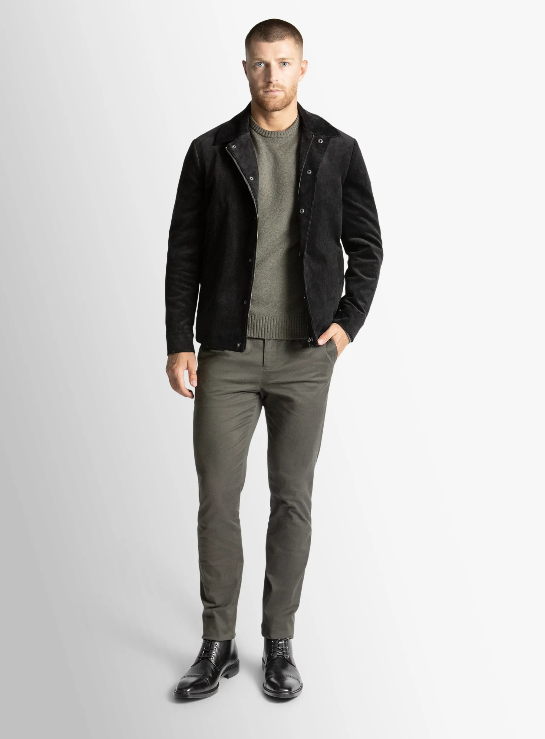 Sanitno Cord Harrington Black Jacket