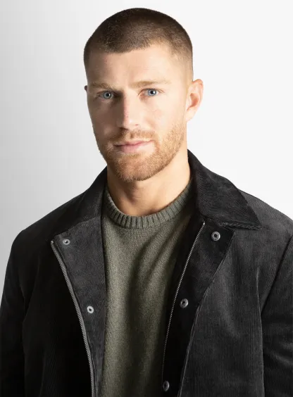 Sanitno Cord Harrington Black Jacket