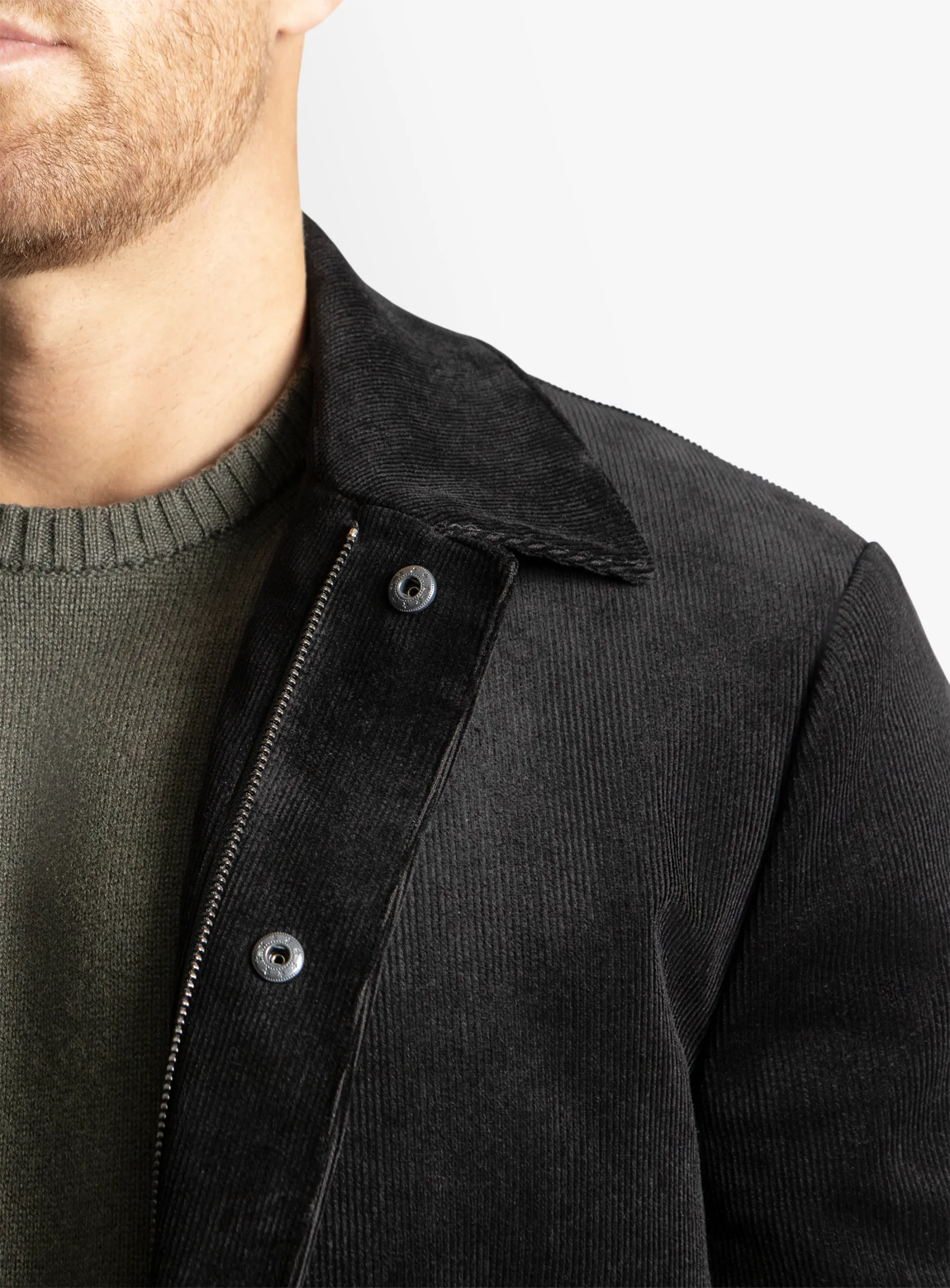Sanitno Cord Harrington Black Jacket