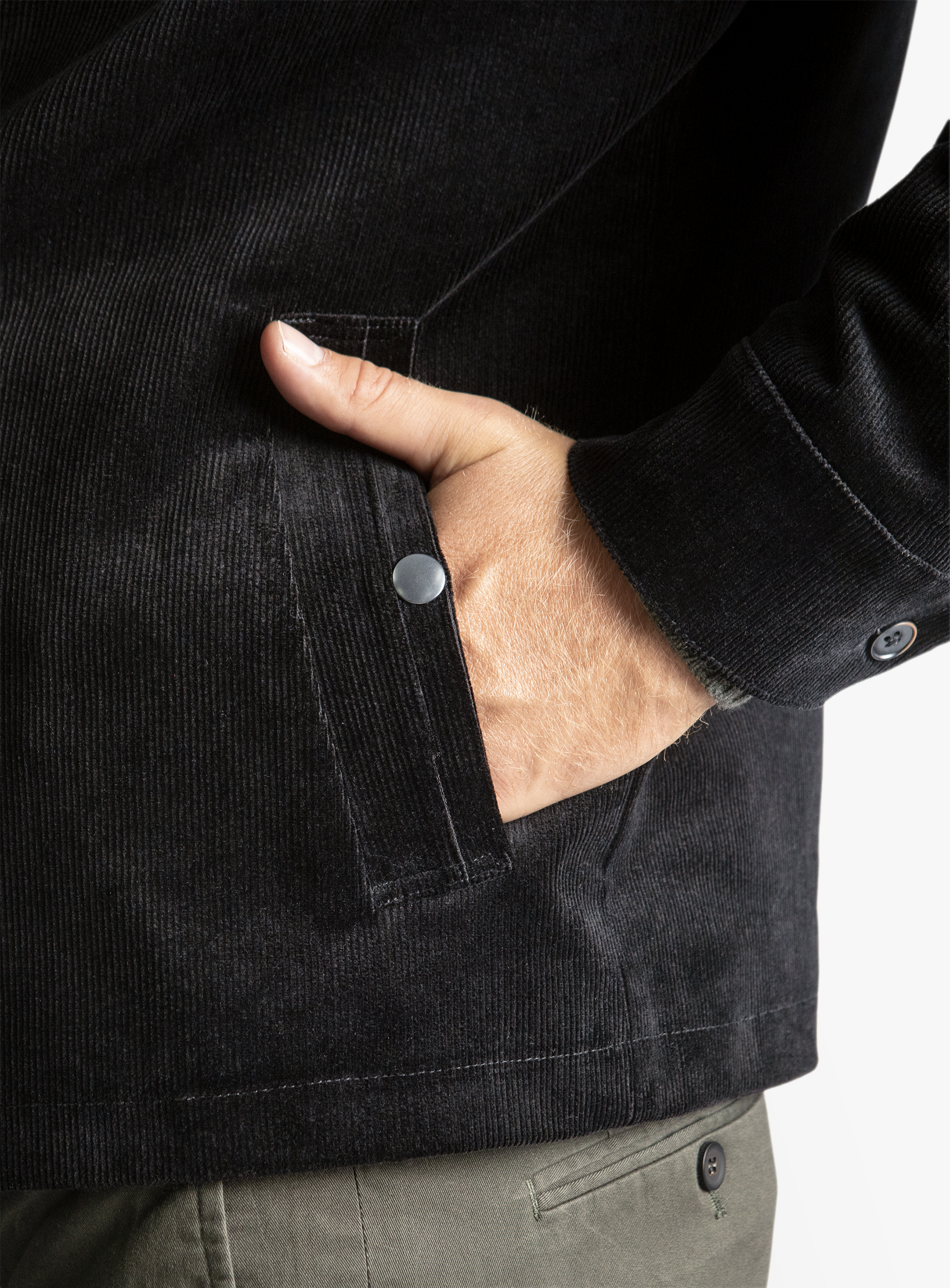 Sanitno Cord Harrington Black Jacket