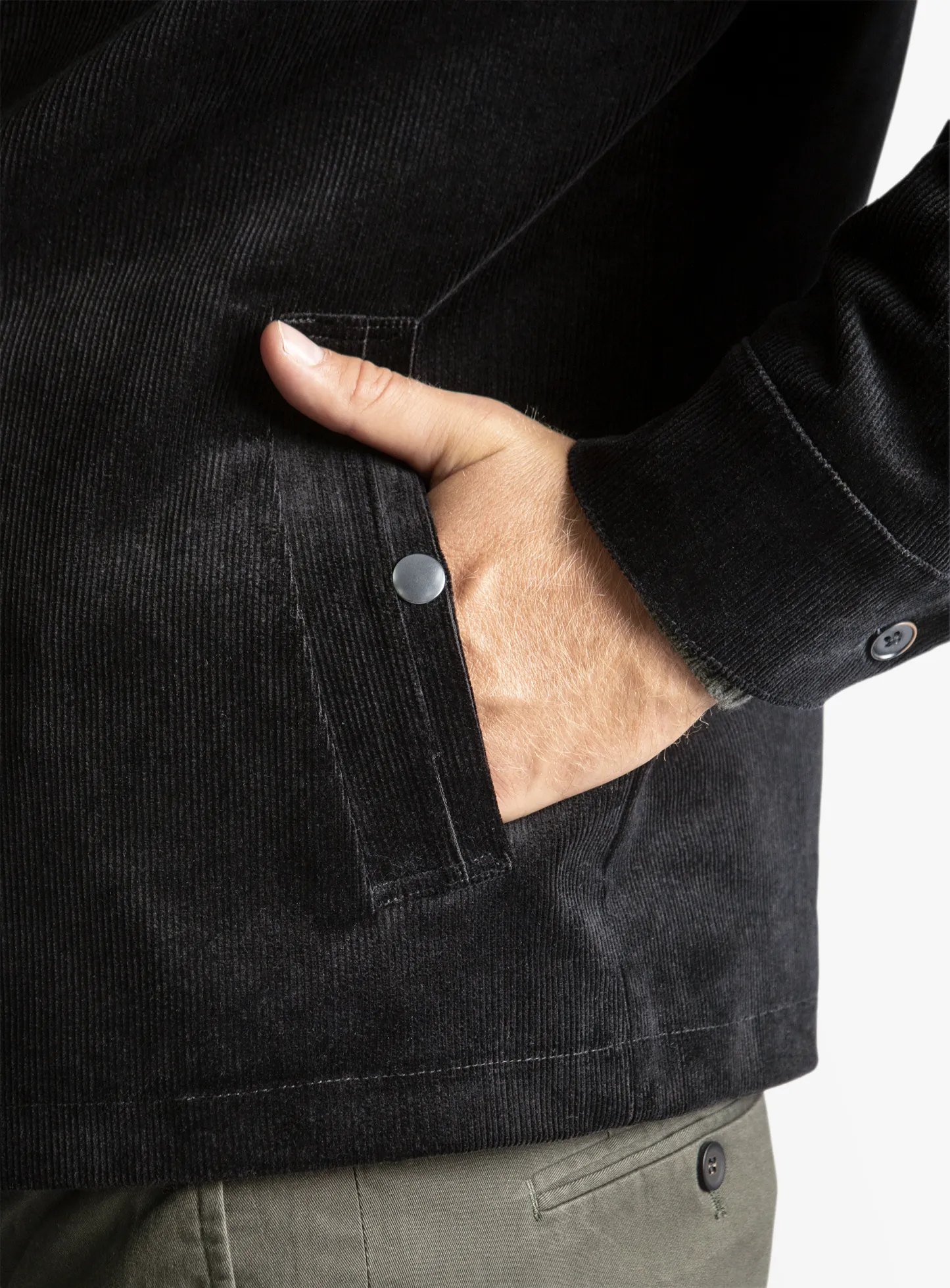 Sanitno Cord Harrington Black Jacket