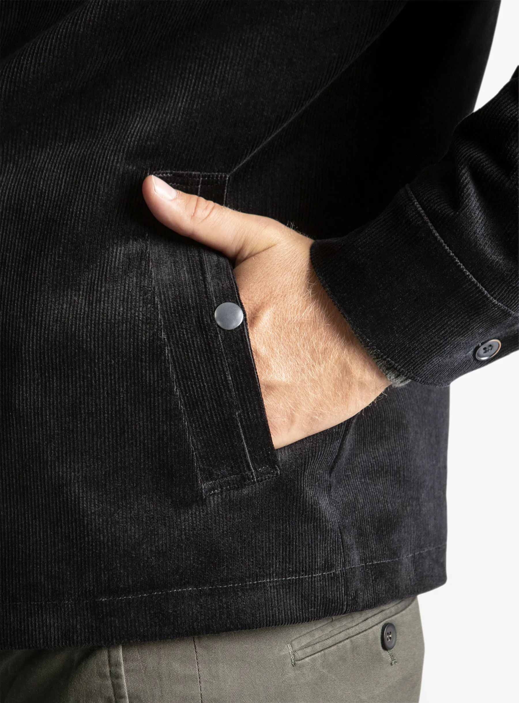 Sanitno Cord Harrington Black Jacket