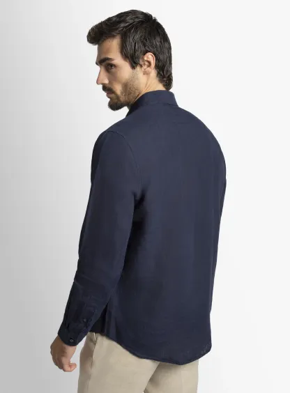 Verano Navy Linen Shirt
