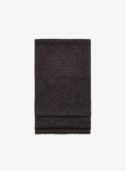 Chocolate/Navy Ikat Silk Scarf