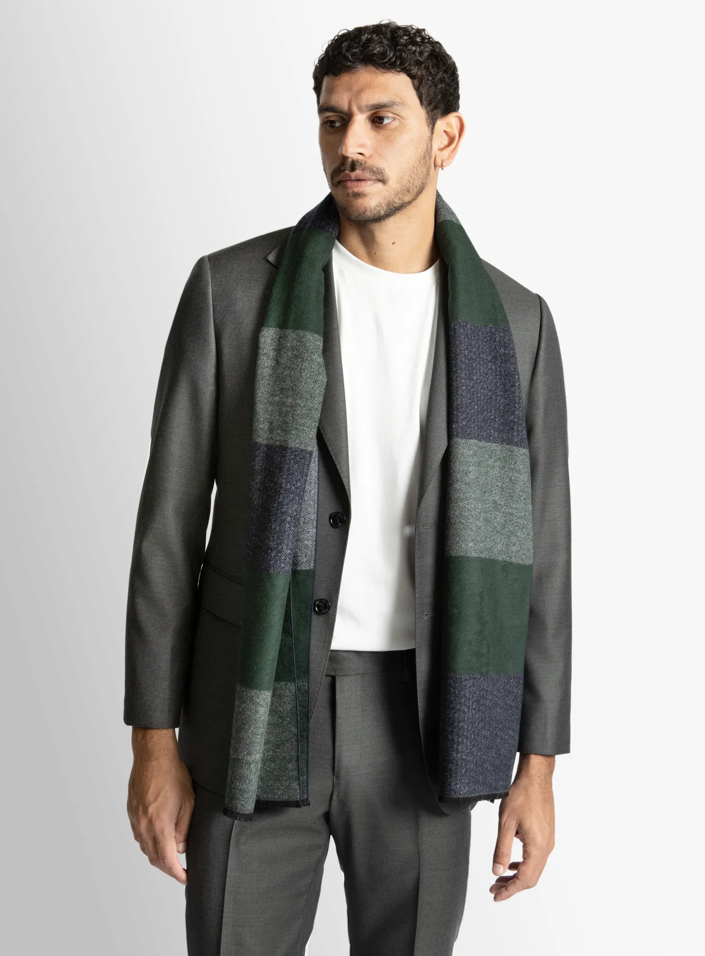 Navy/Green Silk Scarf