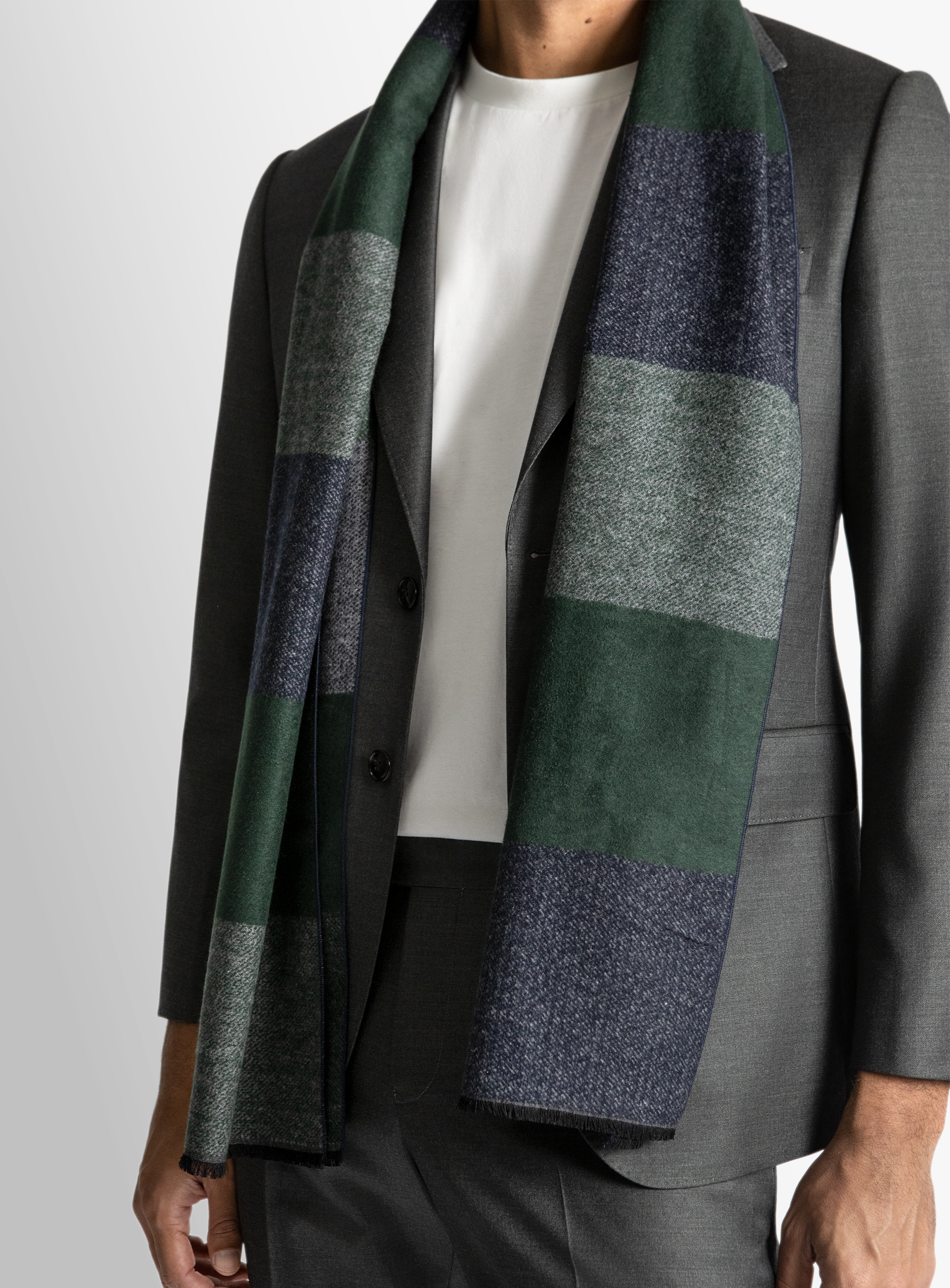 Navy/Green Silk Scarf