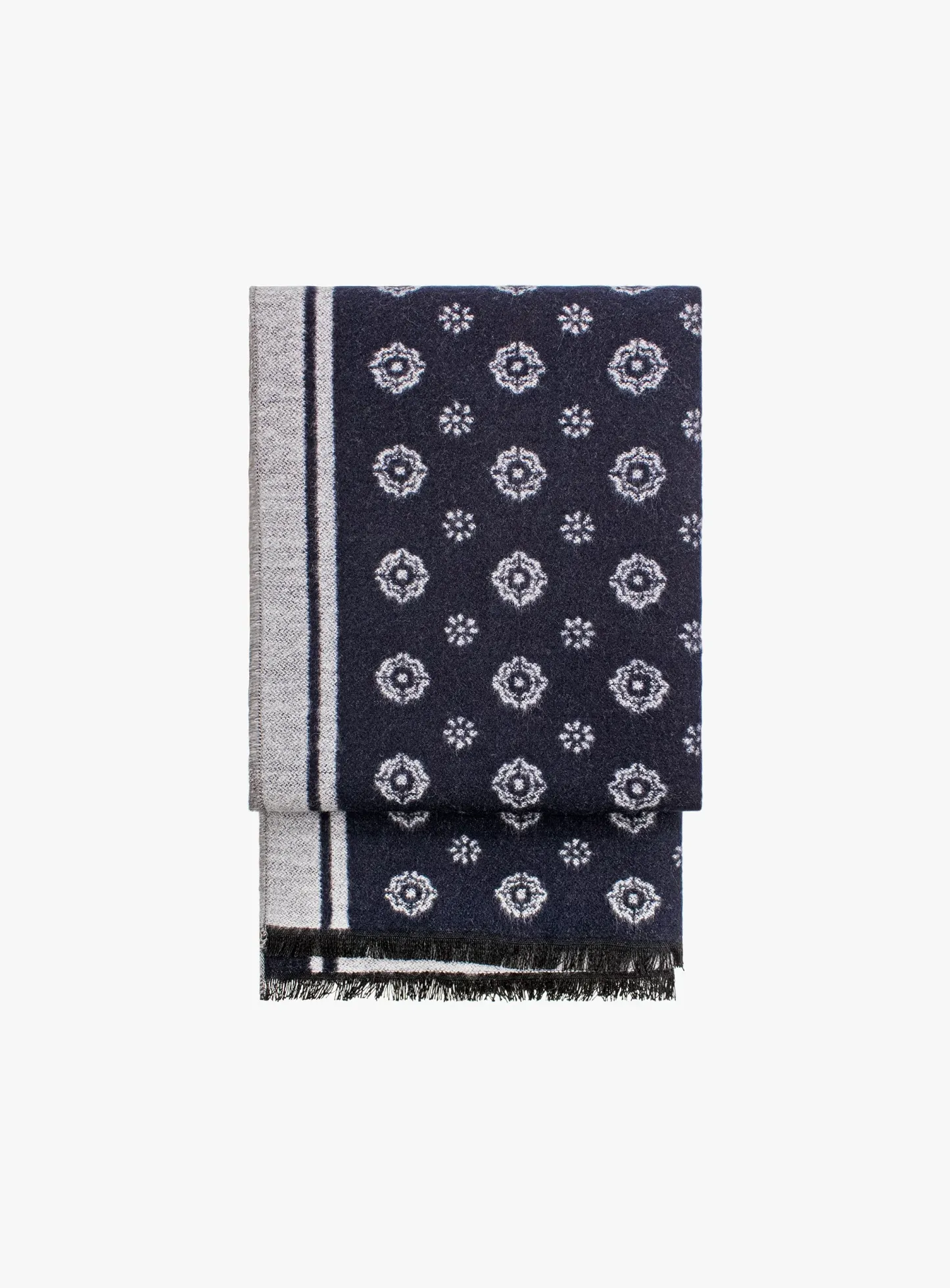 Navy Medallion Silk Scarf