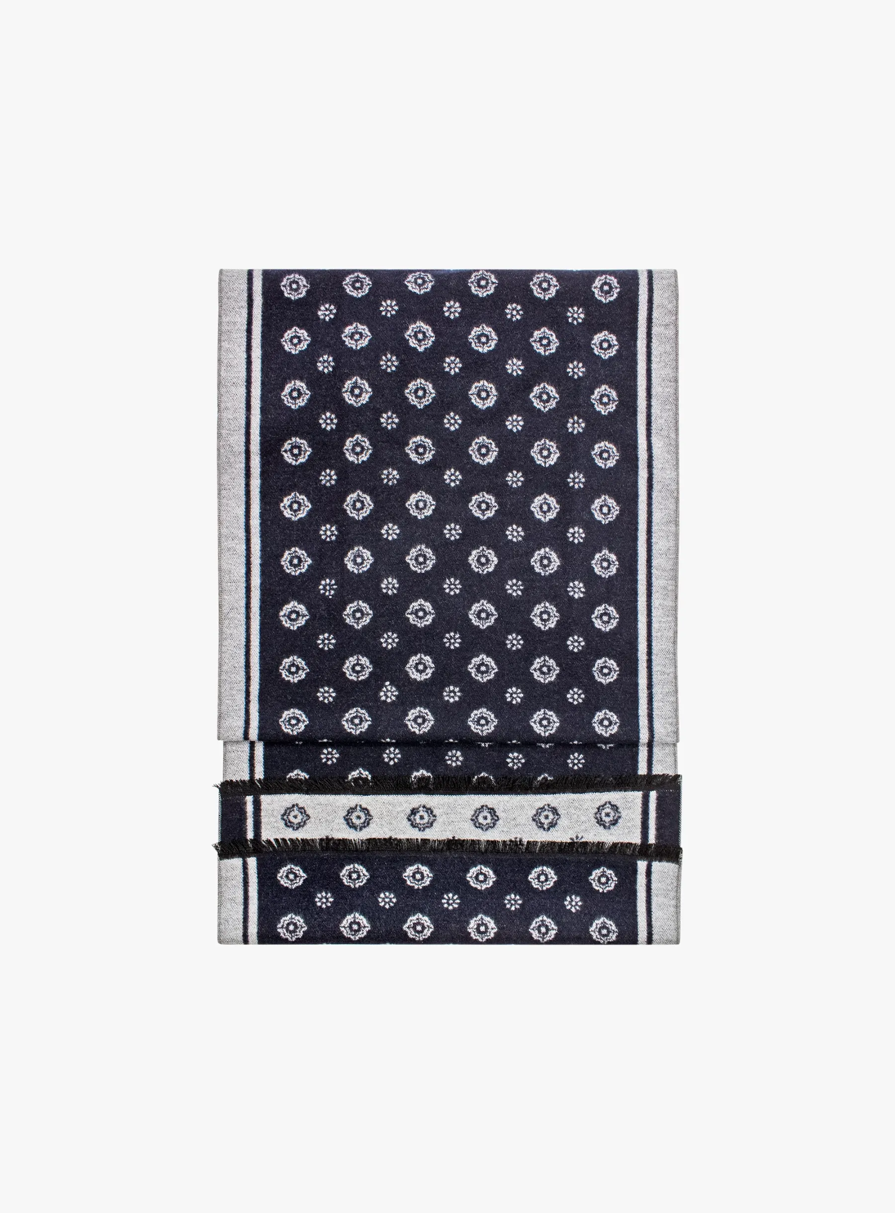 Navy Medallion Silk Scarf