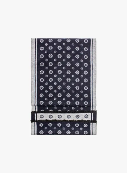Navy Medallion Silk Scarf
