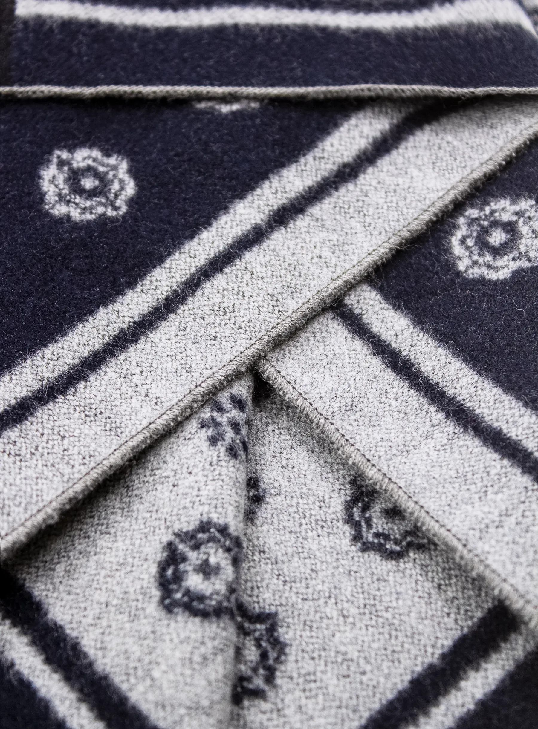 Navy Medallion Silk Scarf