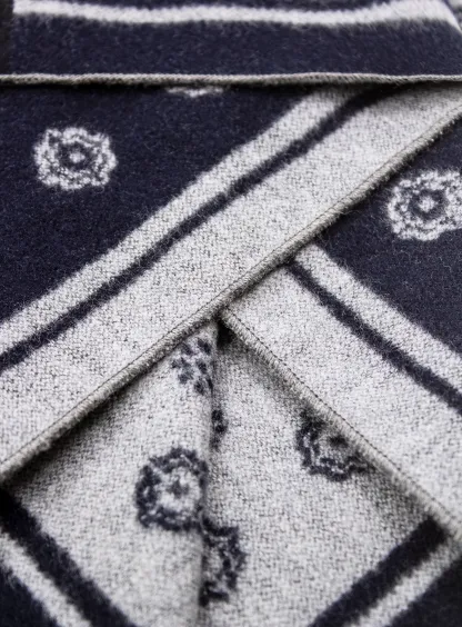 Navy Medallion Silk Scarf