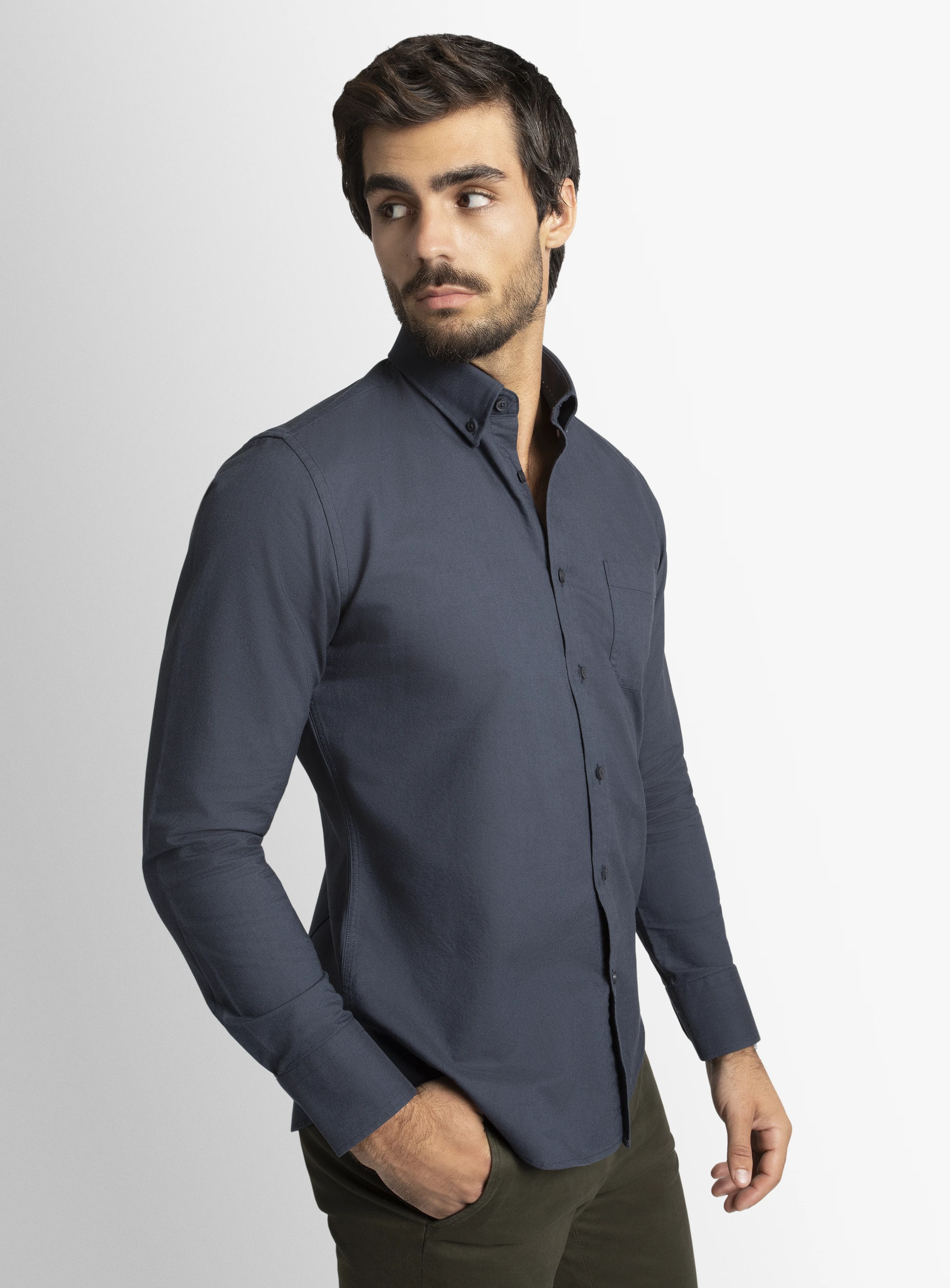 Paolo Slim Fit Oxford Indigo Shirt