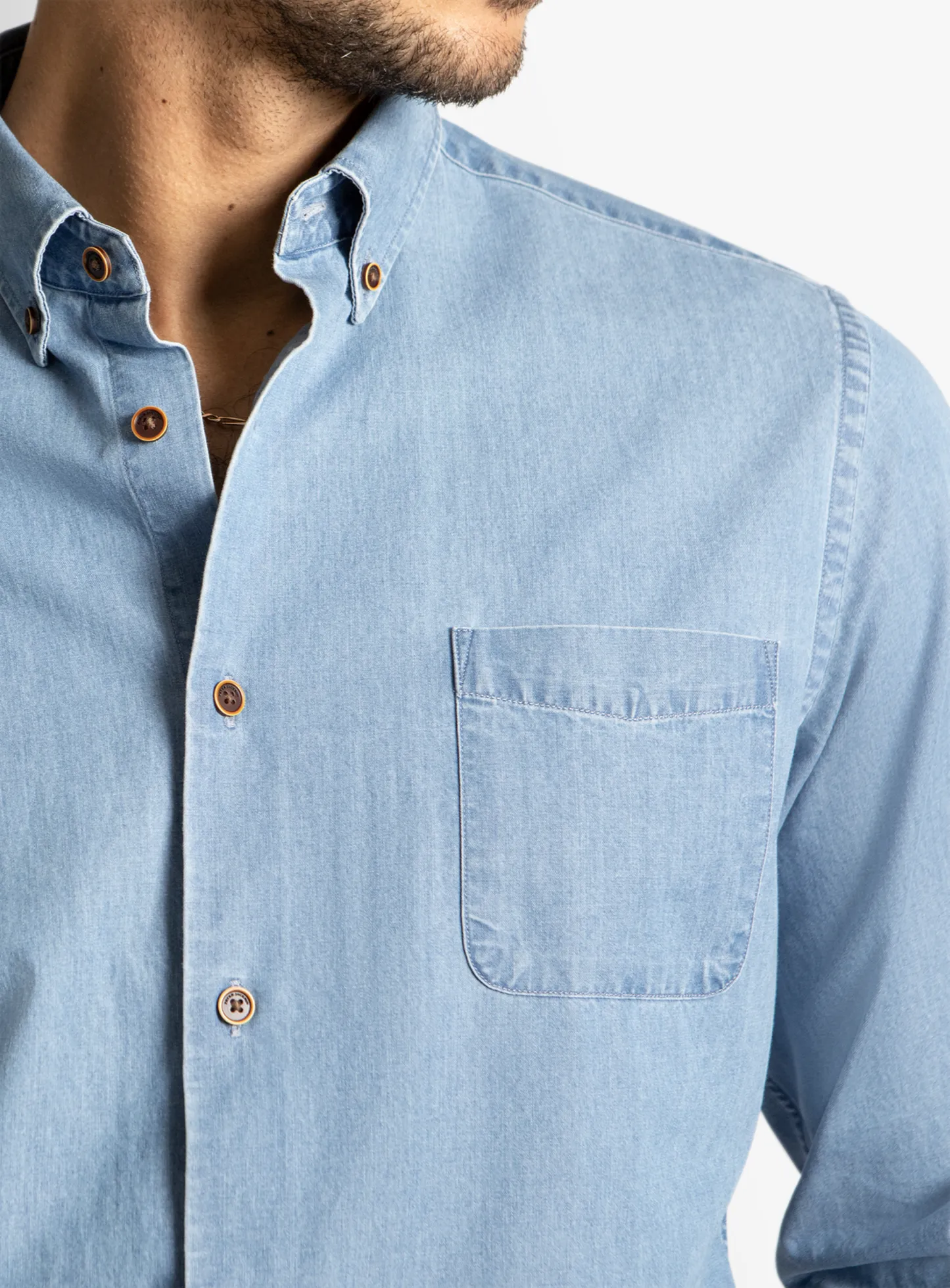 Vittoria Light Blue Bleach Wash Denim Shirt