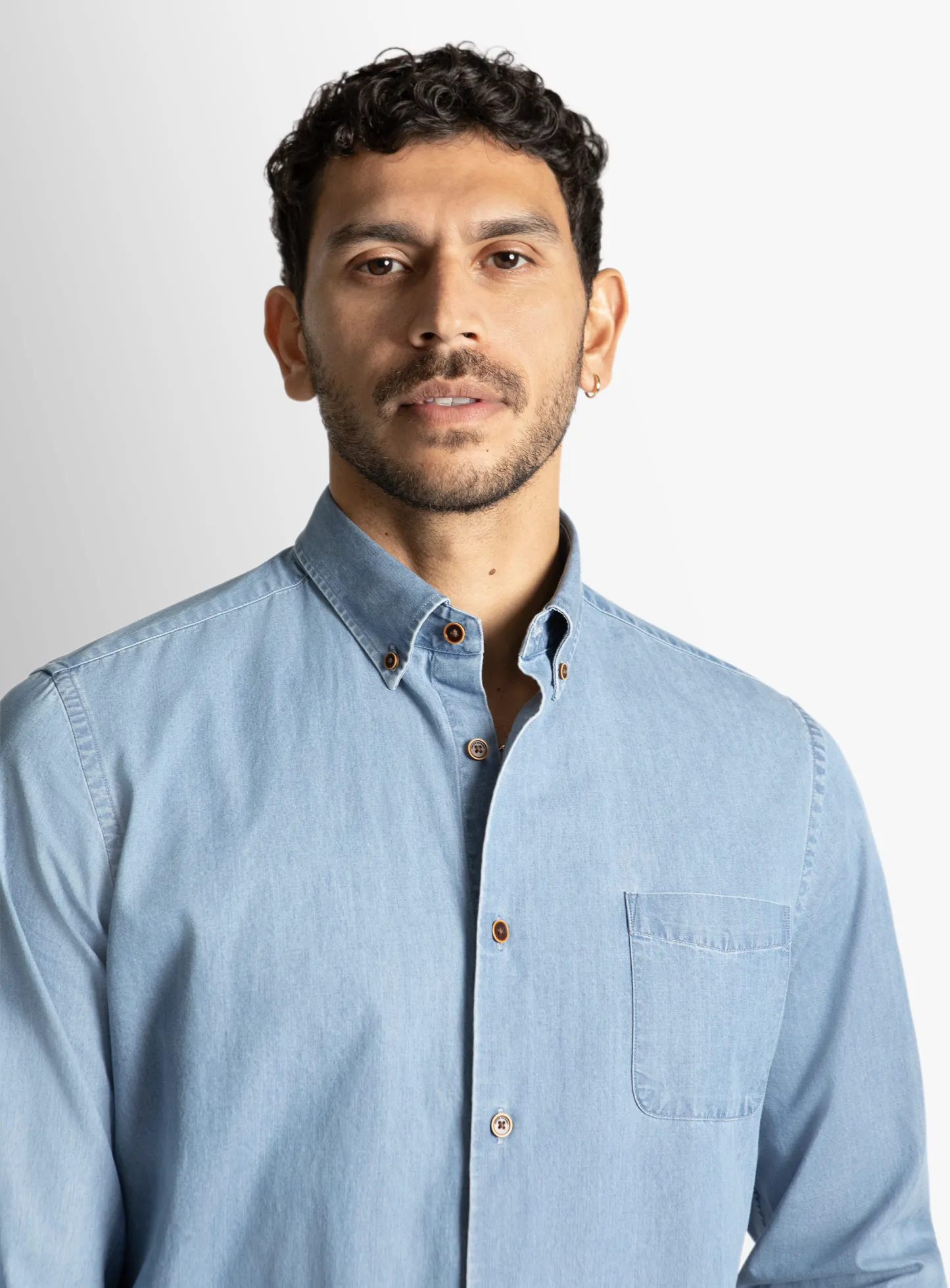 Vittoria Light Blue Bleach Wash Denim Shirt