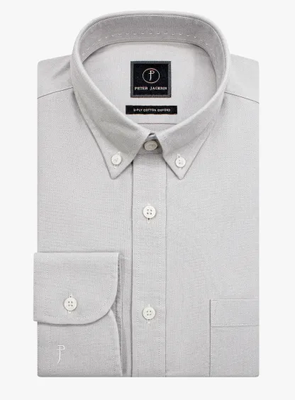 Paolo Slim Fit Oxford Silver Shirt
