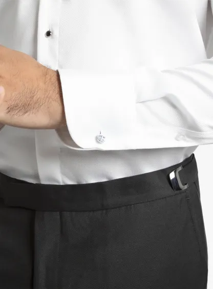 Naples Textured Dinner White Shirt