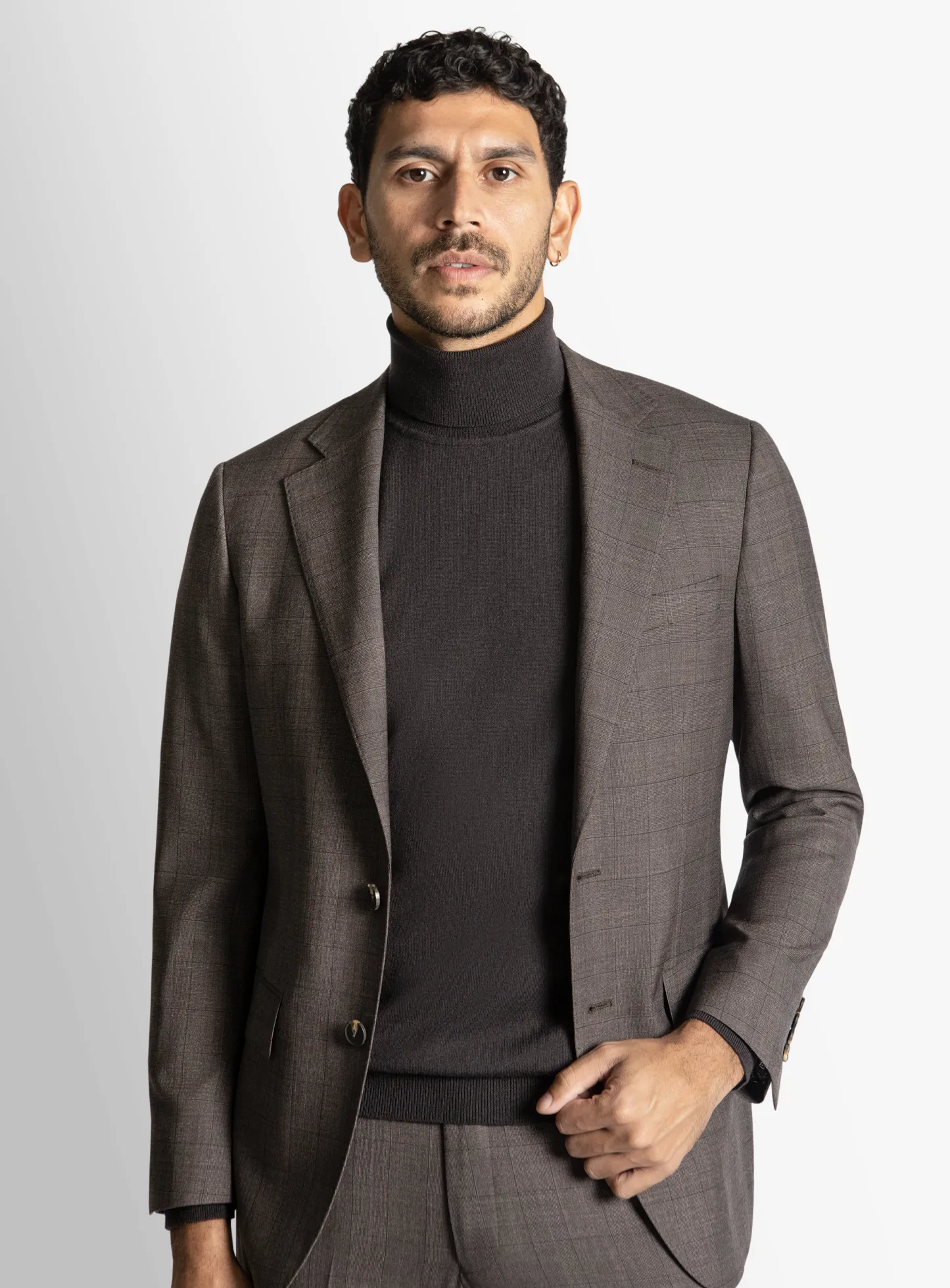 Brando Chocolate Glen Check Suit