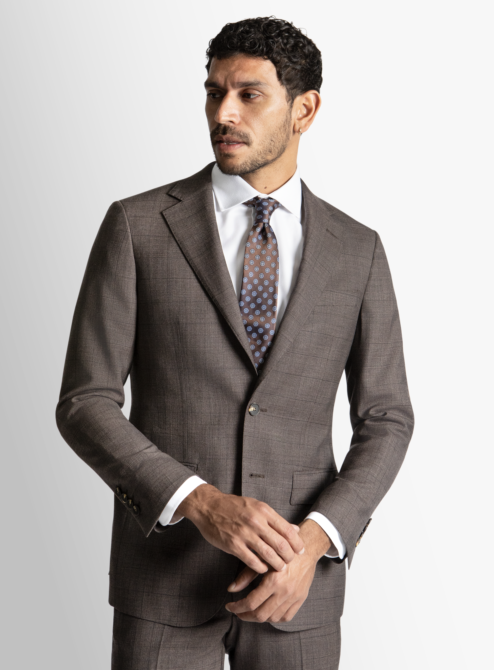 Brando Chocolate Glen Check Suit