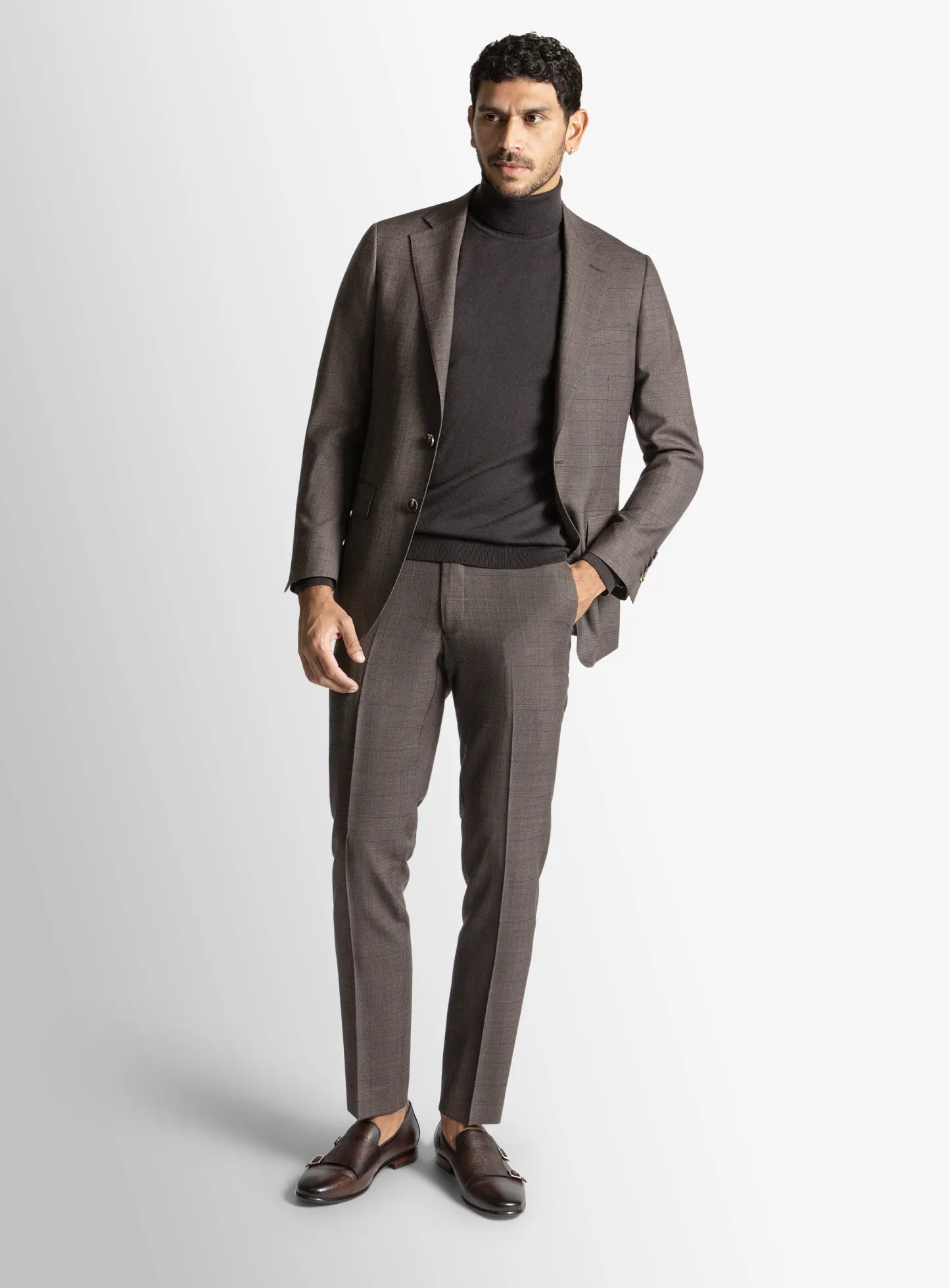 Brando Chocolate Glen Check Suit