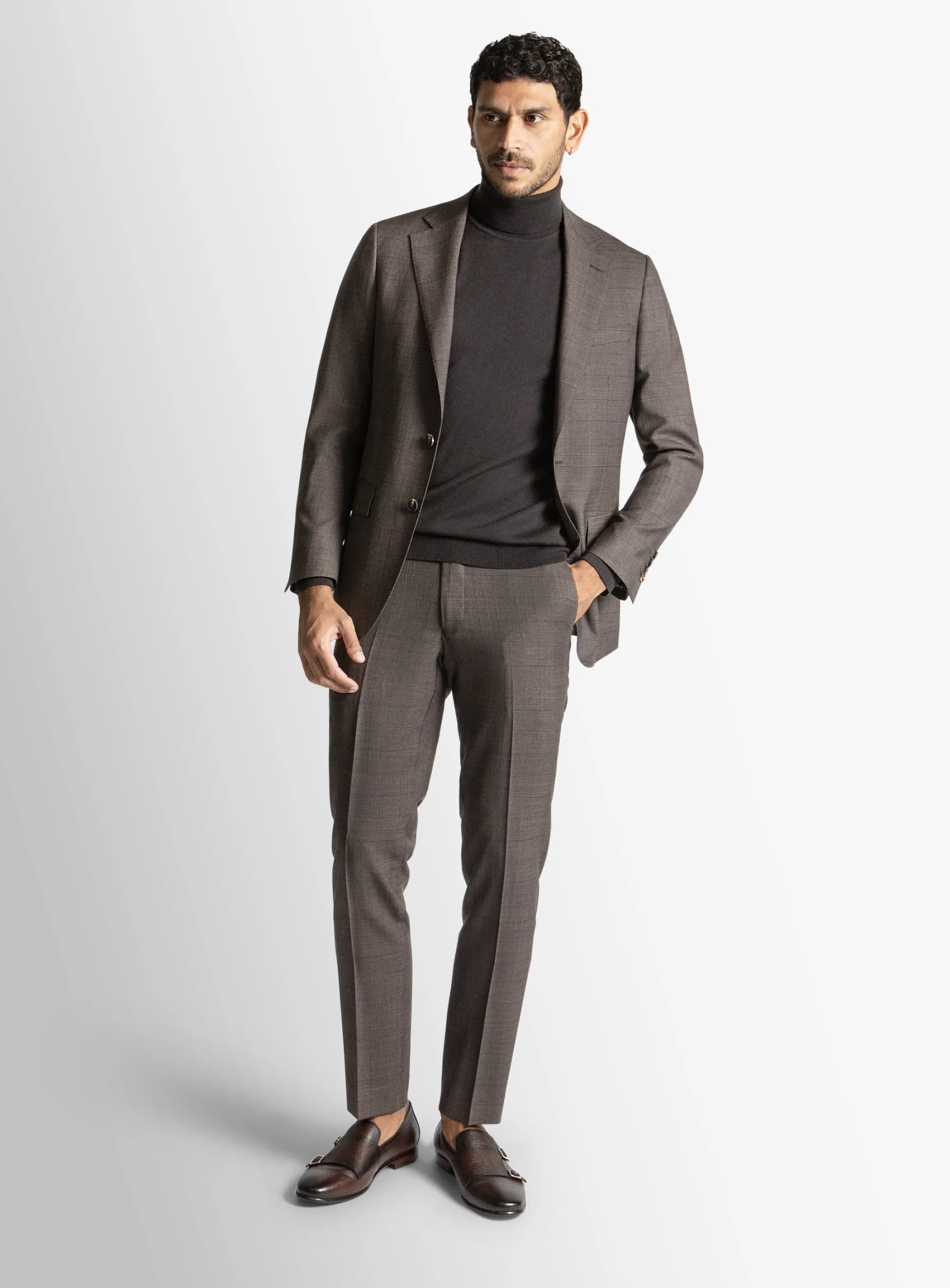 Brando Chocolate Glen Check Suit