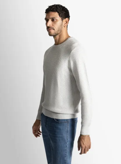 Ash Textured Rib Crew Neck 