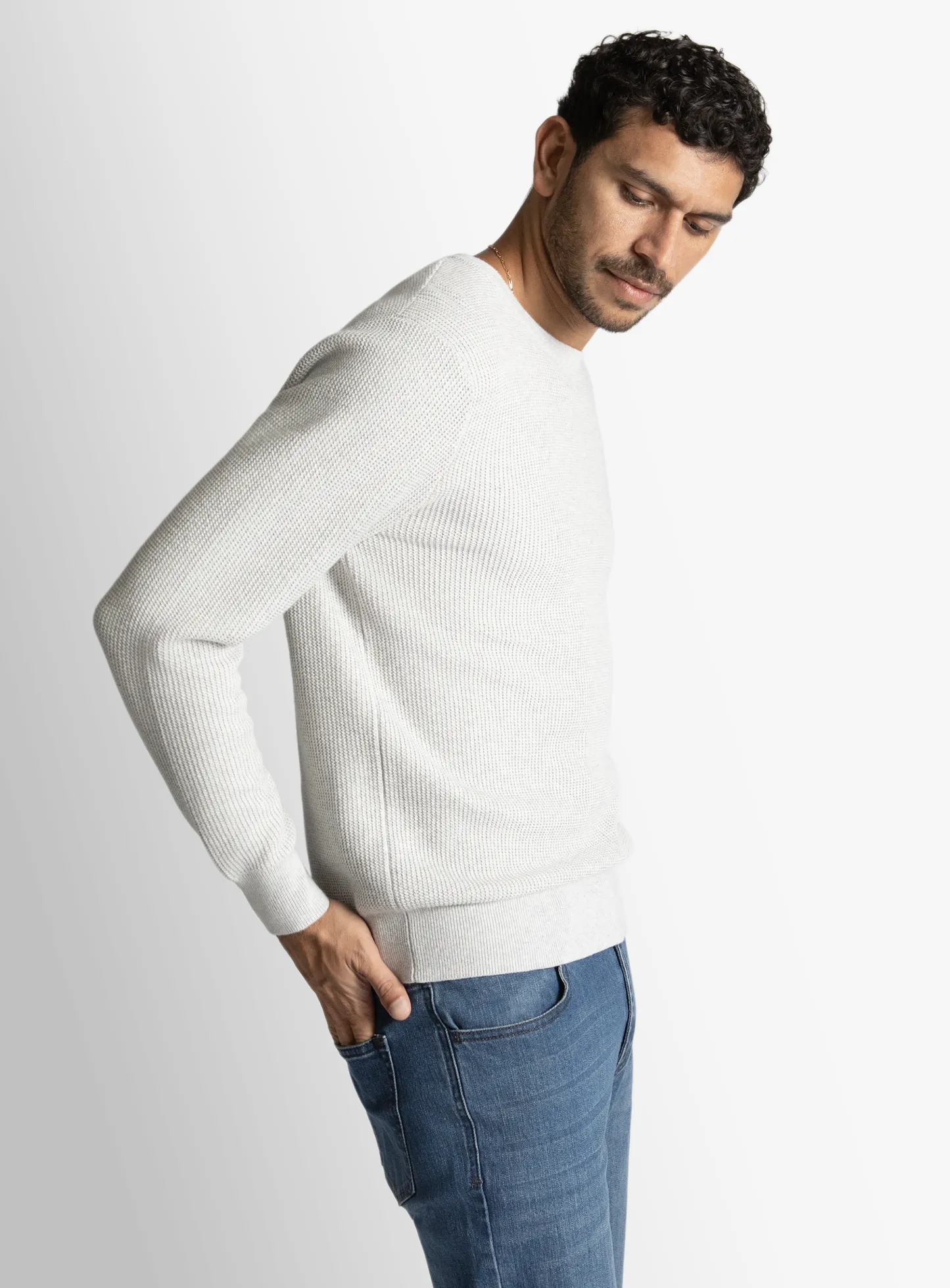 Ash Textured Rib Crew Neck