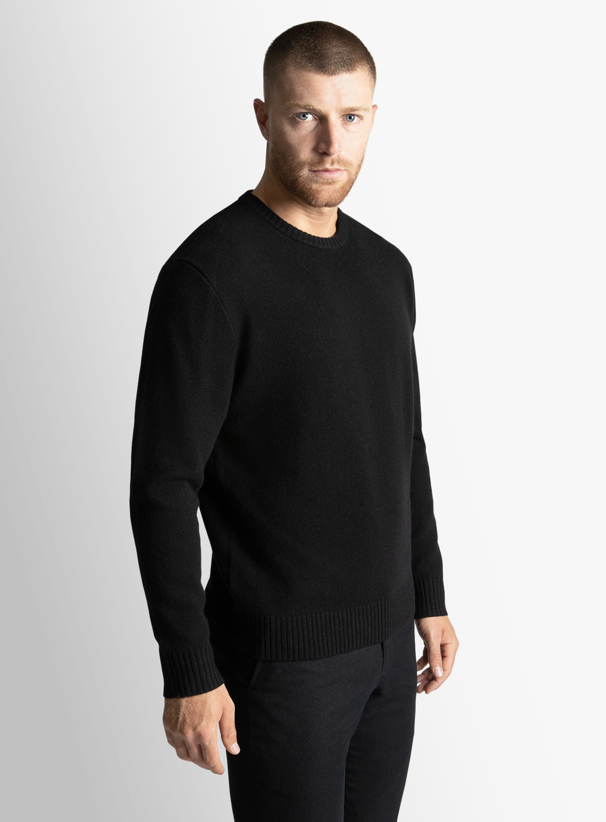 Black Wool/Cashmere Crewneck Knit