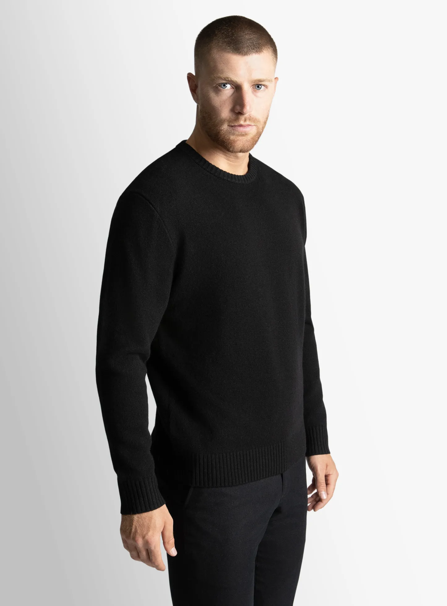 Black Wool/Cashmere Crewneck Knit
