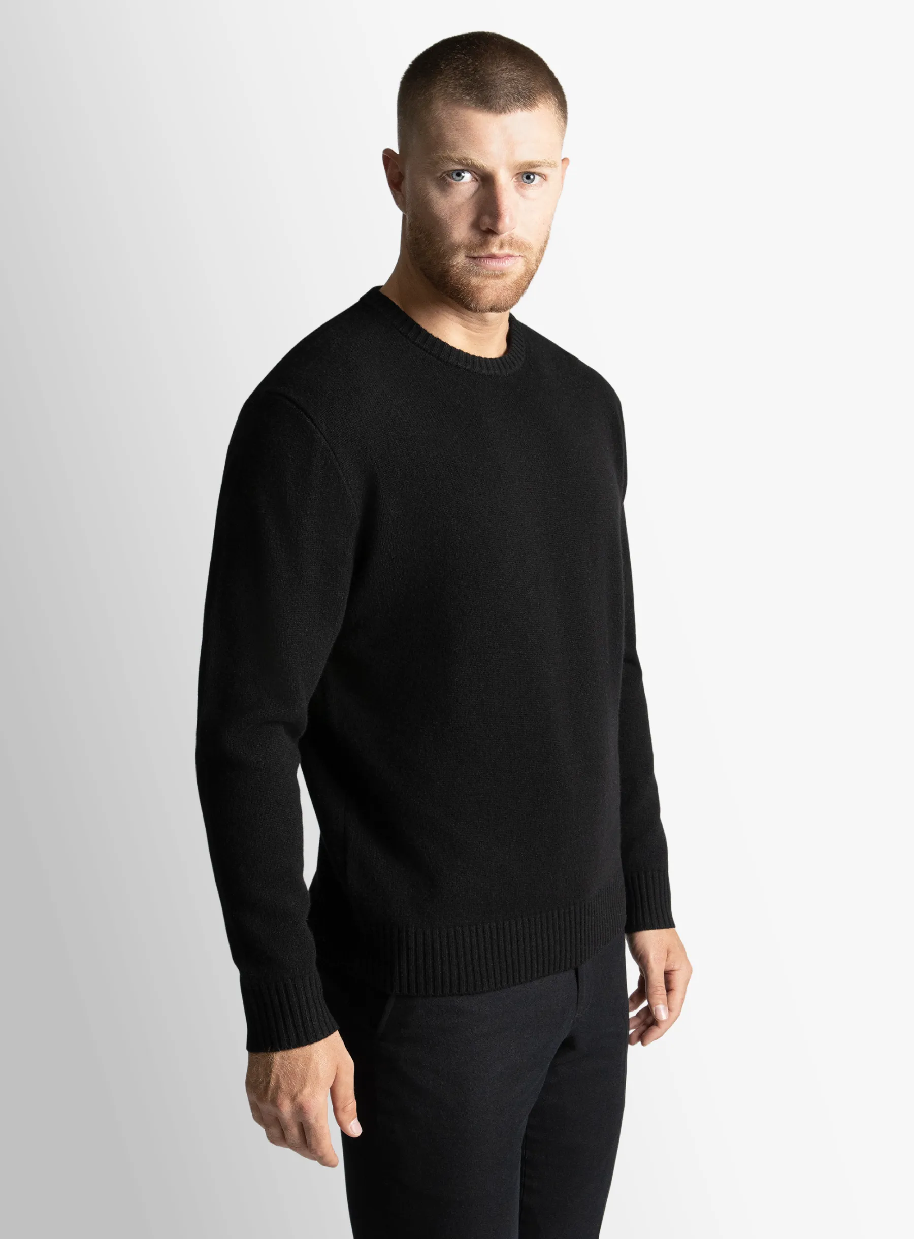 Black Wool/Cashmere Crewneck Knit