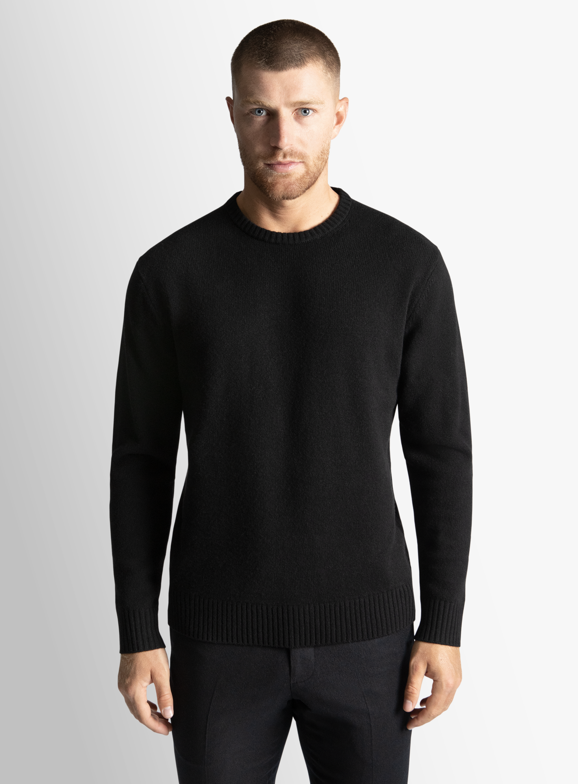 Black Wool/Cashmere Crewneck Knit