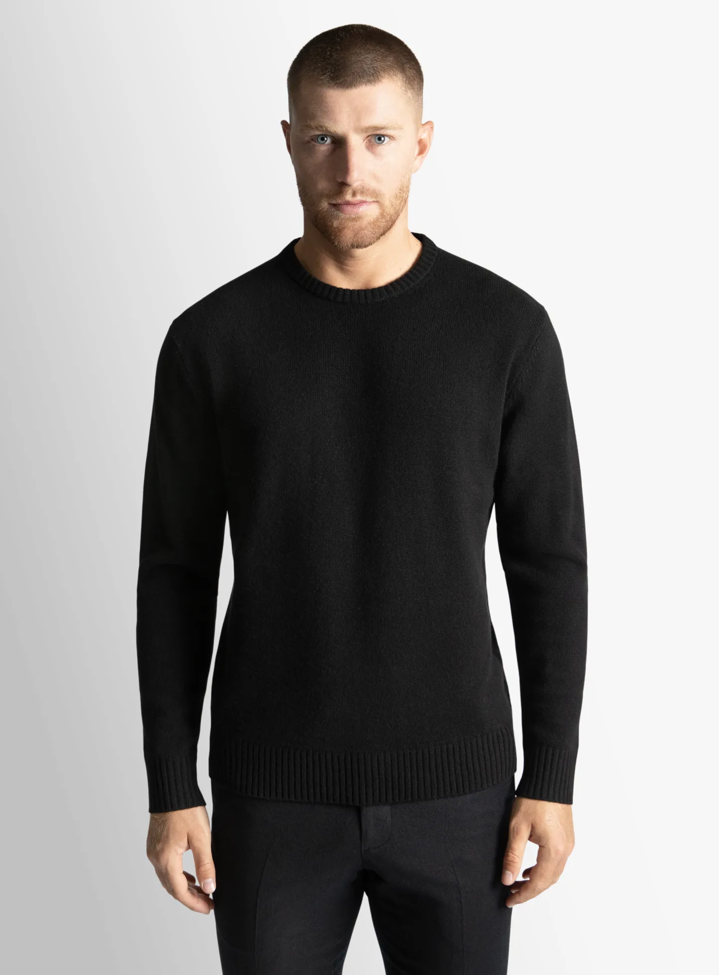 Black Wool/Cashmere Crewneck Knit