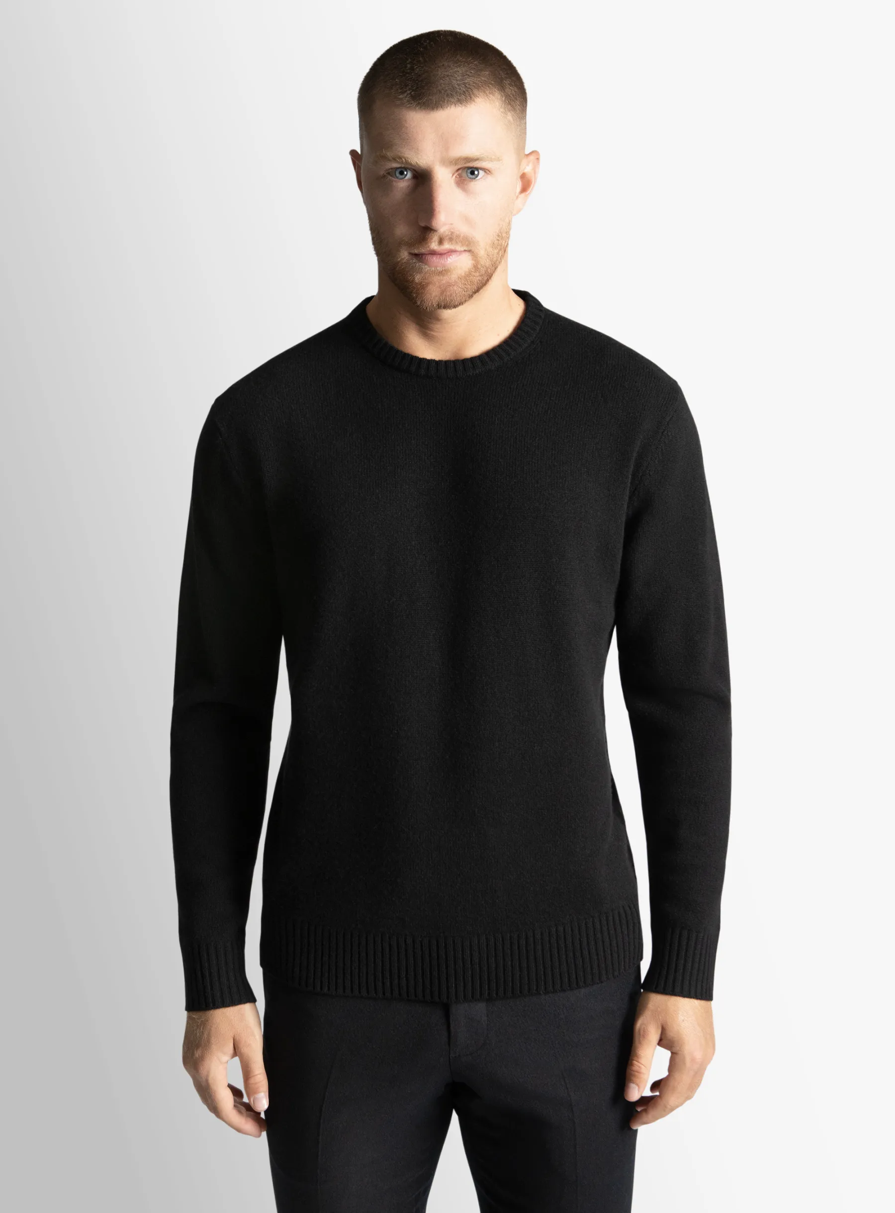Black Wool/Cashmere Crewneck Knit