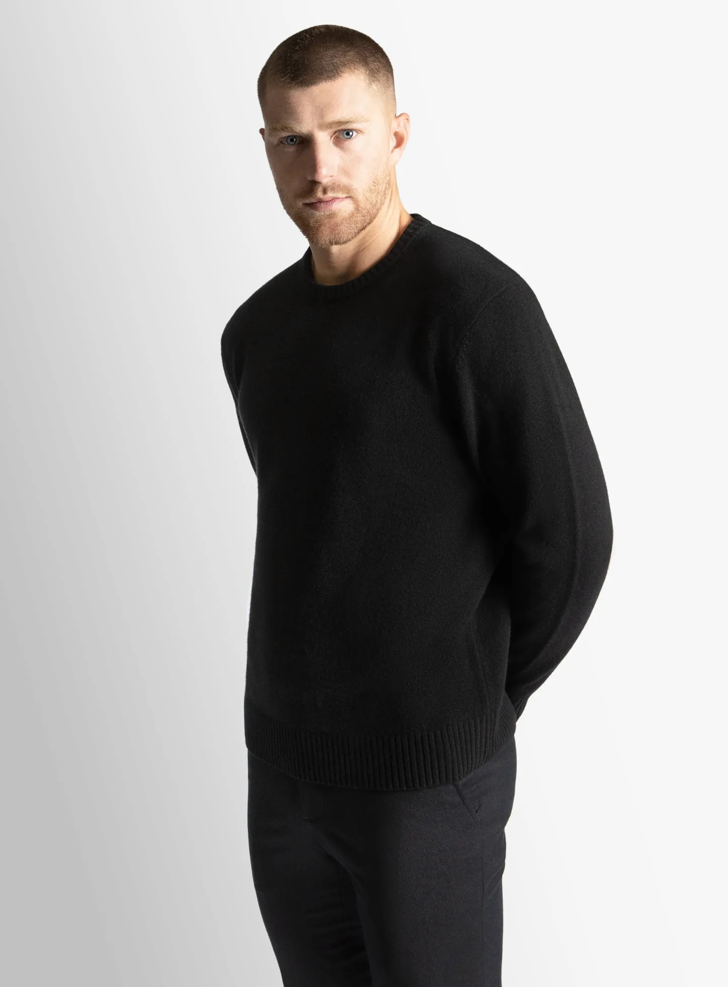 Black Wool/Cashmere Crewneck Knit