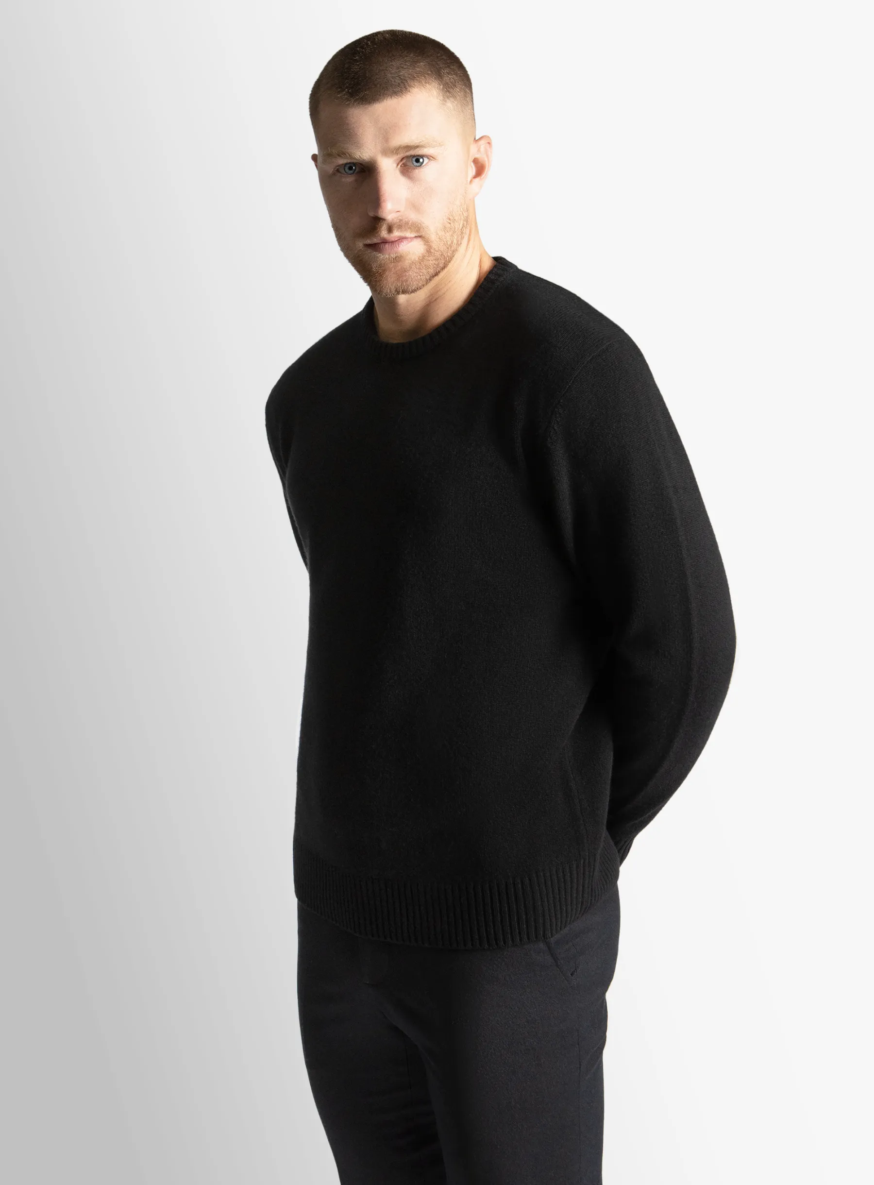 Black Wool/Cashmere Crewneck Knit