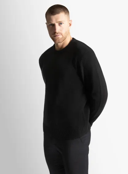 Black Wool/Cashmere Crewneck Knit
