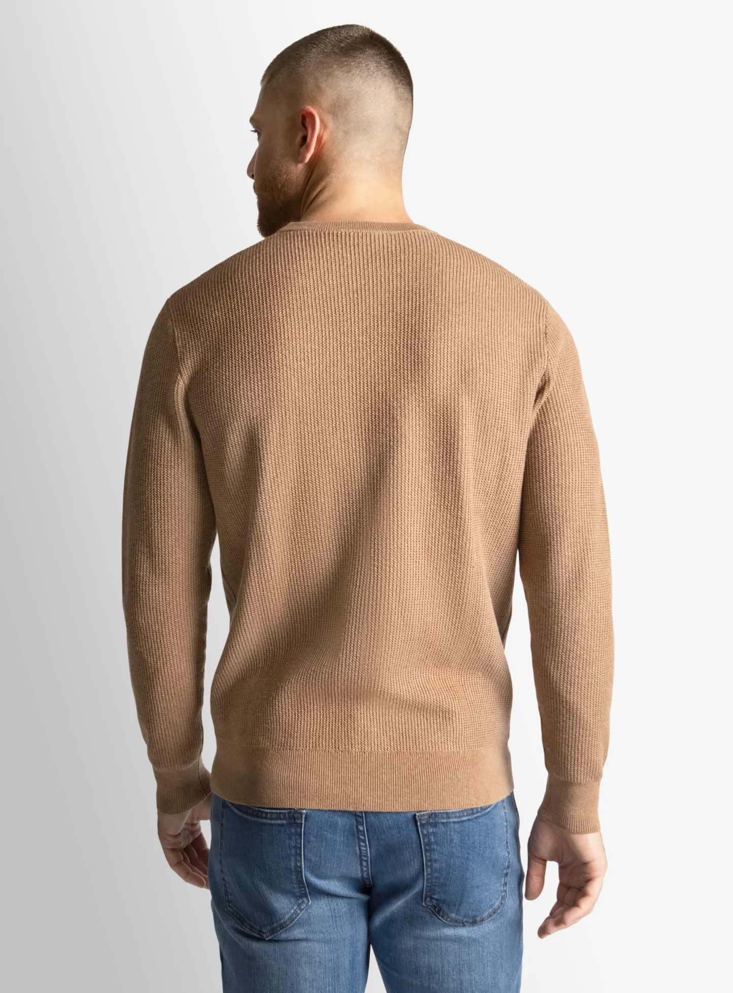 Chestnut Textured Rib Crew Neck