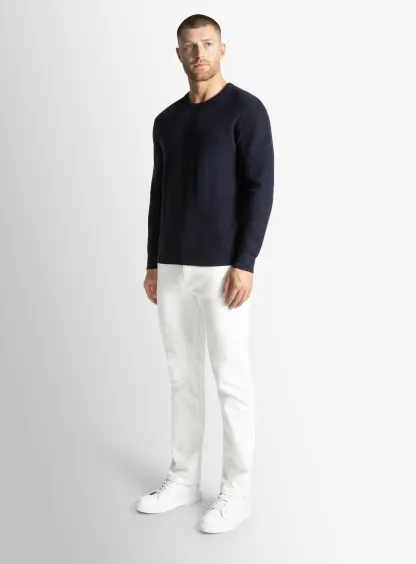 Navy Textured Rib Crew Neck 