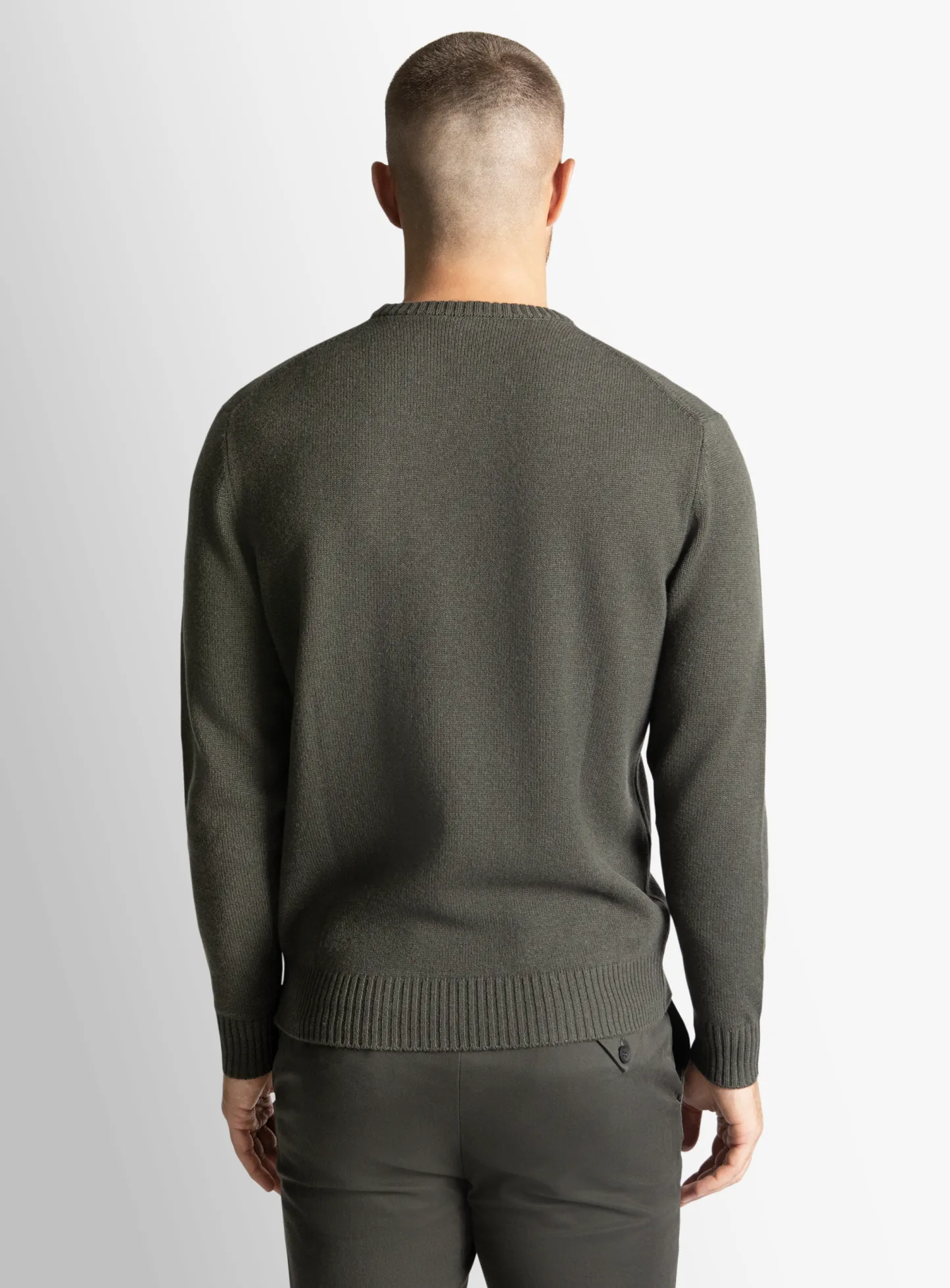Olive Wool/Cashmere Crewneck Knit
