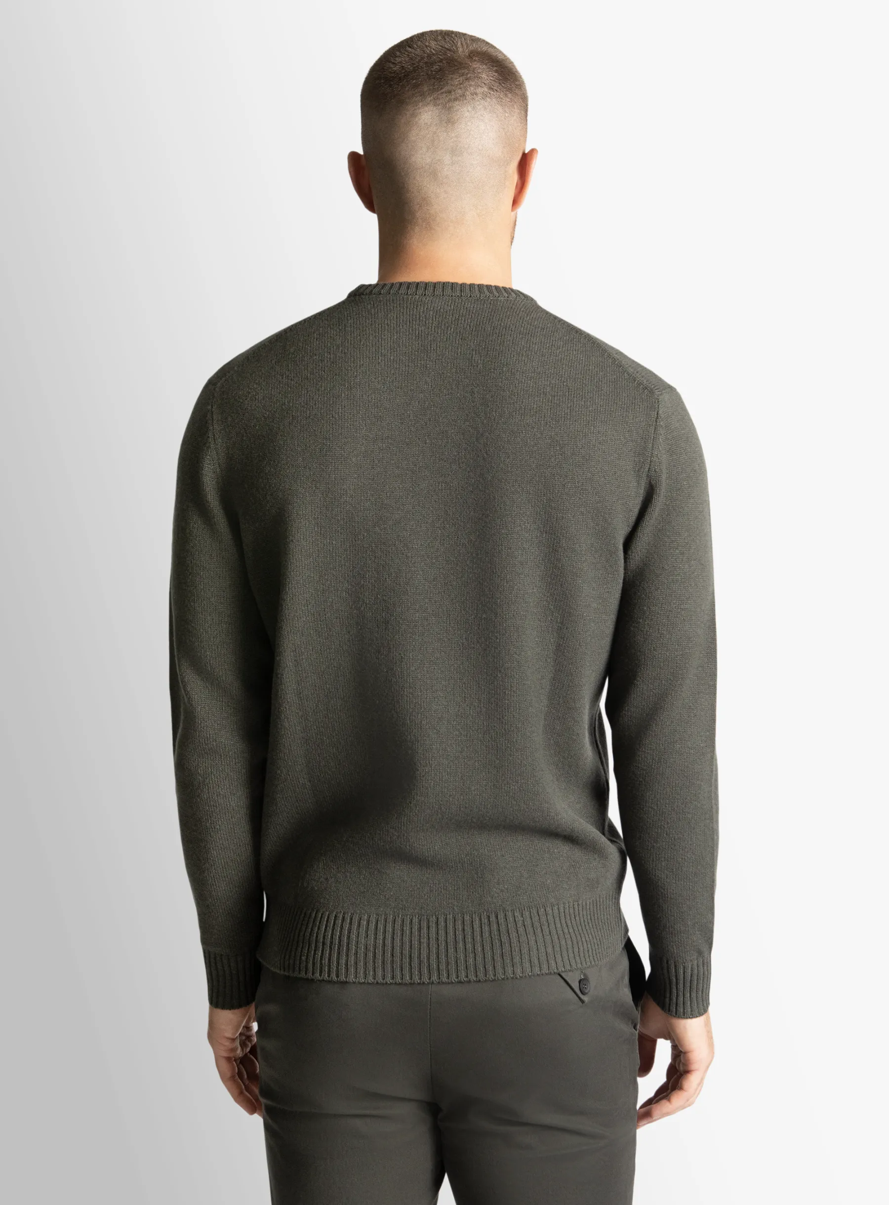 Olive Wool/Cashmere Crewneck Knit